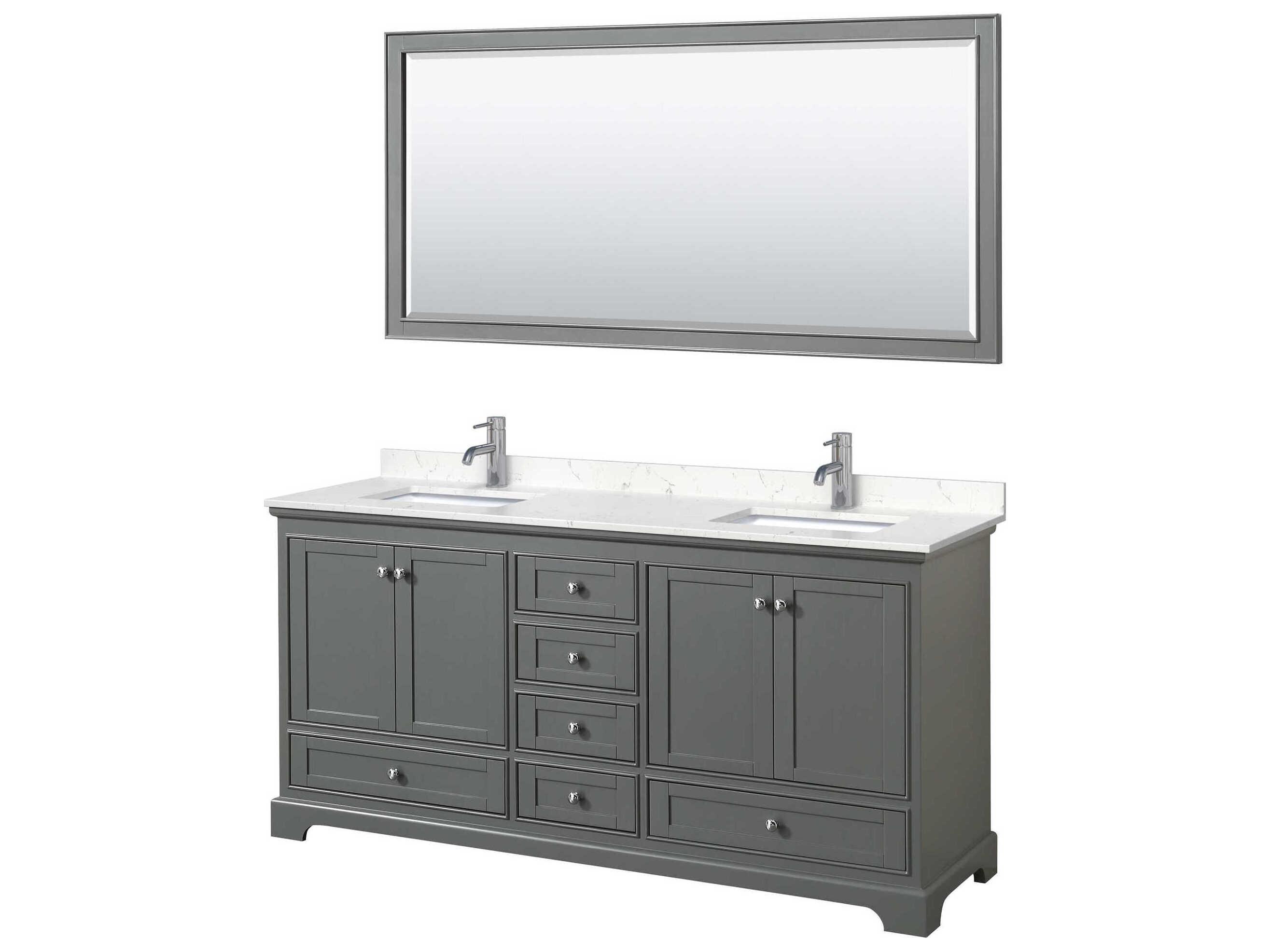 Wyndham Collection Deborah 72" Dark Gray Vanity with 70" Mirror