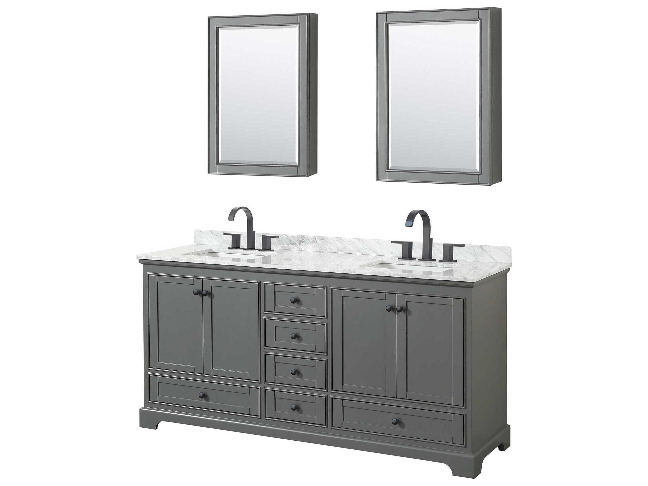 Wyndham Collection Deborah 72" Dark Gray Vanity with Medicine Cabinet