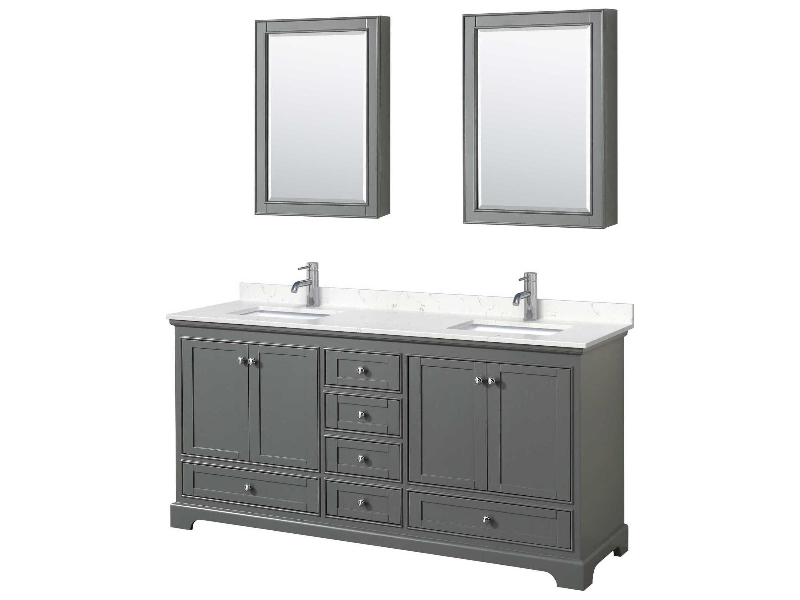 Wyndham Collection Deborah 72" Dark Gray Vanity with Medicine Cabinet