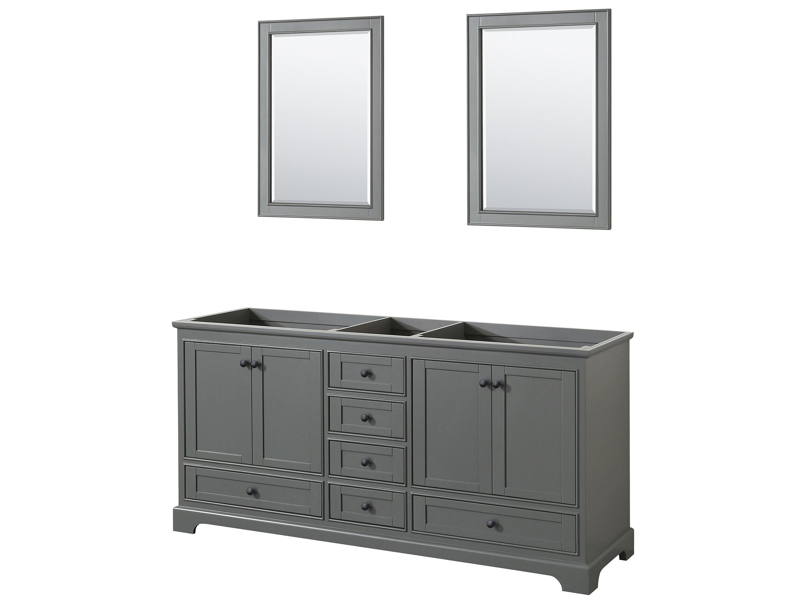 Wyndham Collection Deborah 71" Dark Gray Vanity with 24" Mirror