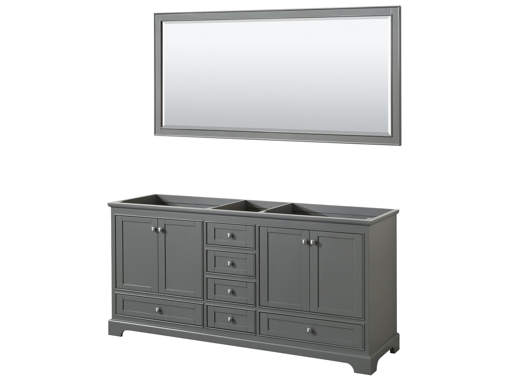 Wyndham Collection Deborah 71" Dark Gray Vanity with 70" Mirror