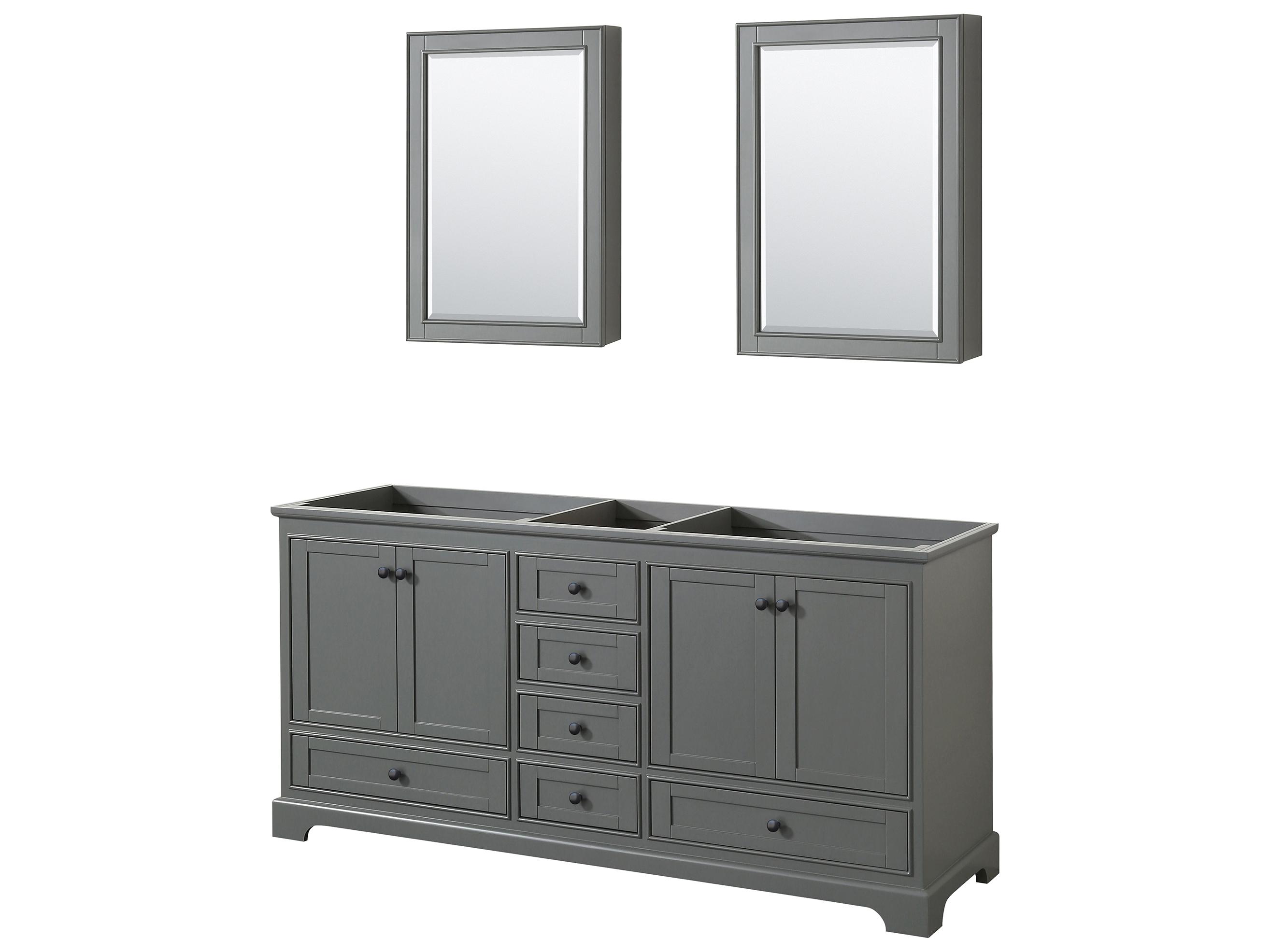 Wyndham Collection Deborah 71" Dark Gray Vanity with Medicine Cabinet