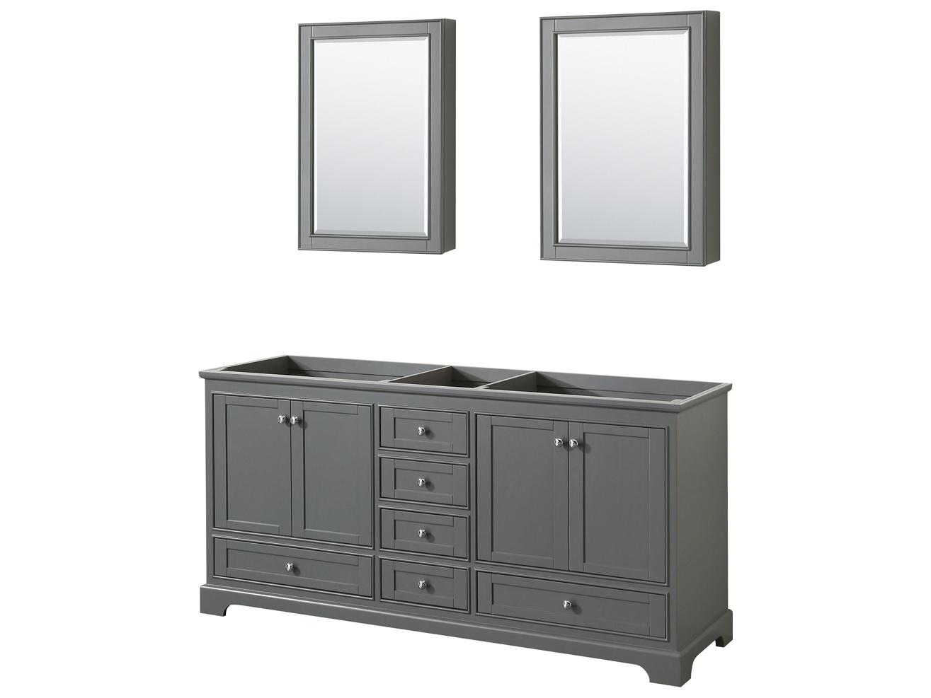 Wyndham Collection Deborah 71" Dark Gray Vanity with Medicine Cabinet