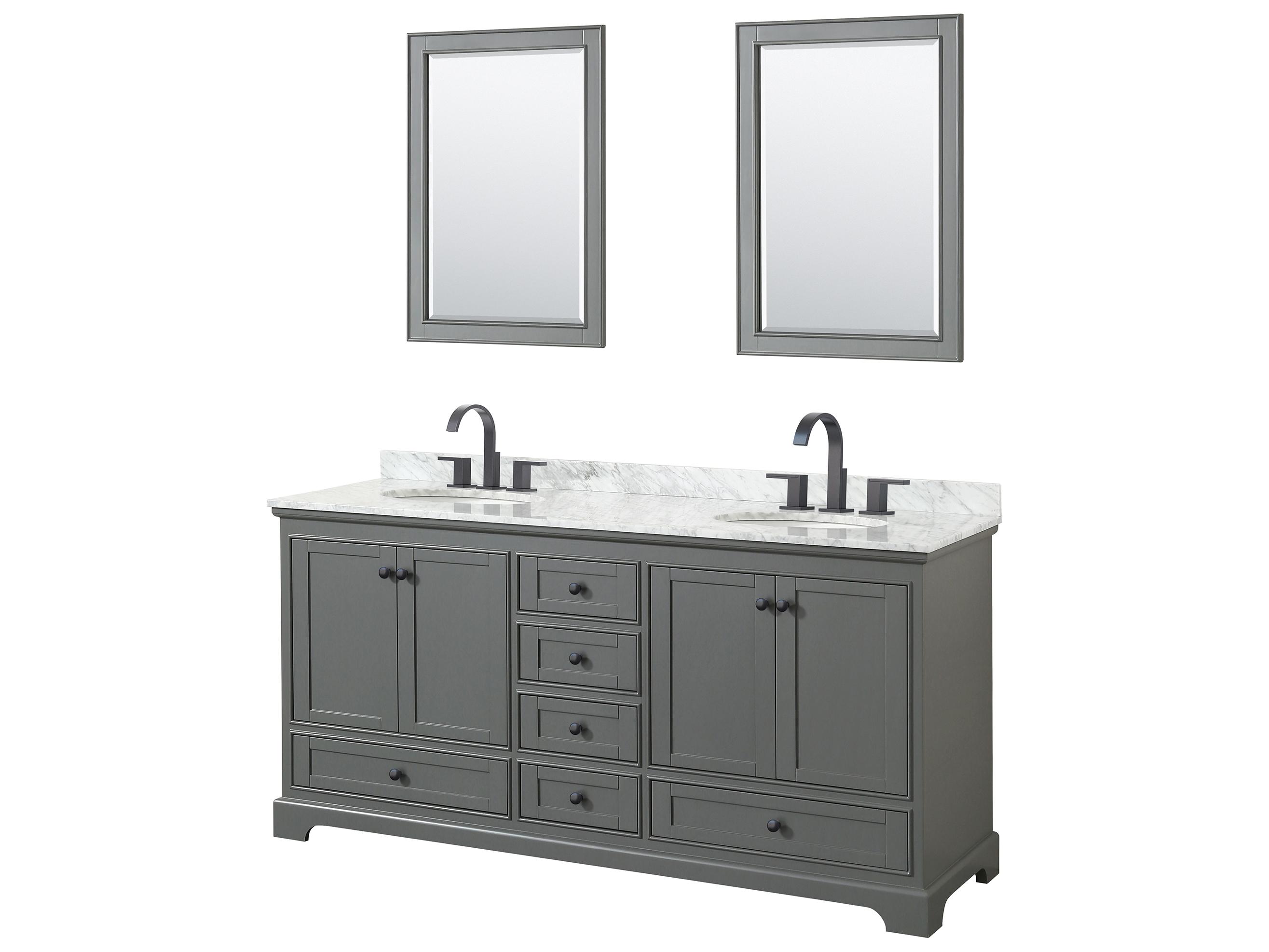 Wyndham Collection Deborah 72" Dark Gray Vanity with 24" Mirror