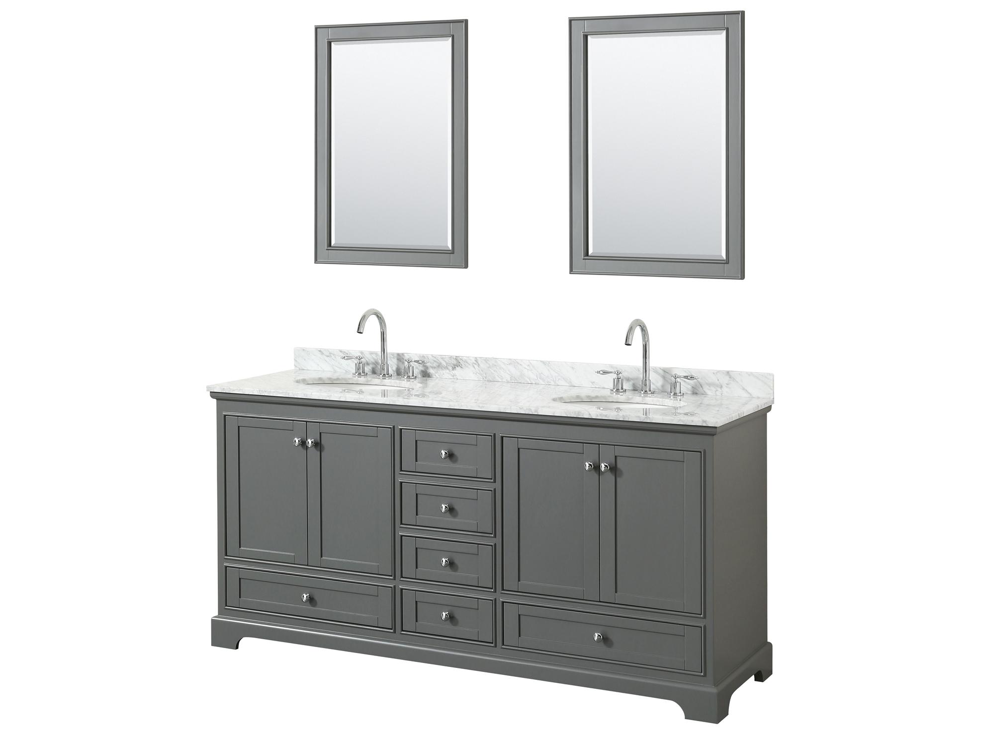 Wyndham Collection Deborah 72" Dark Gray Vanity with 24" Mirror