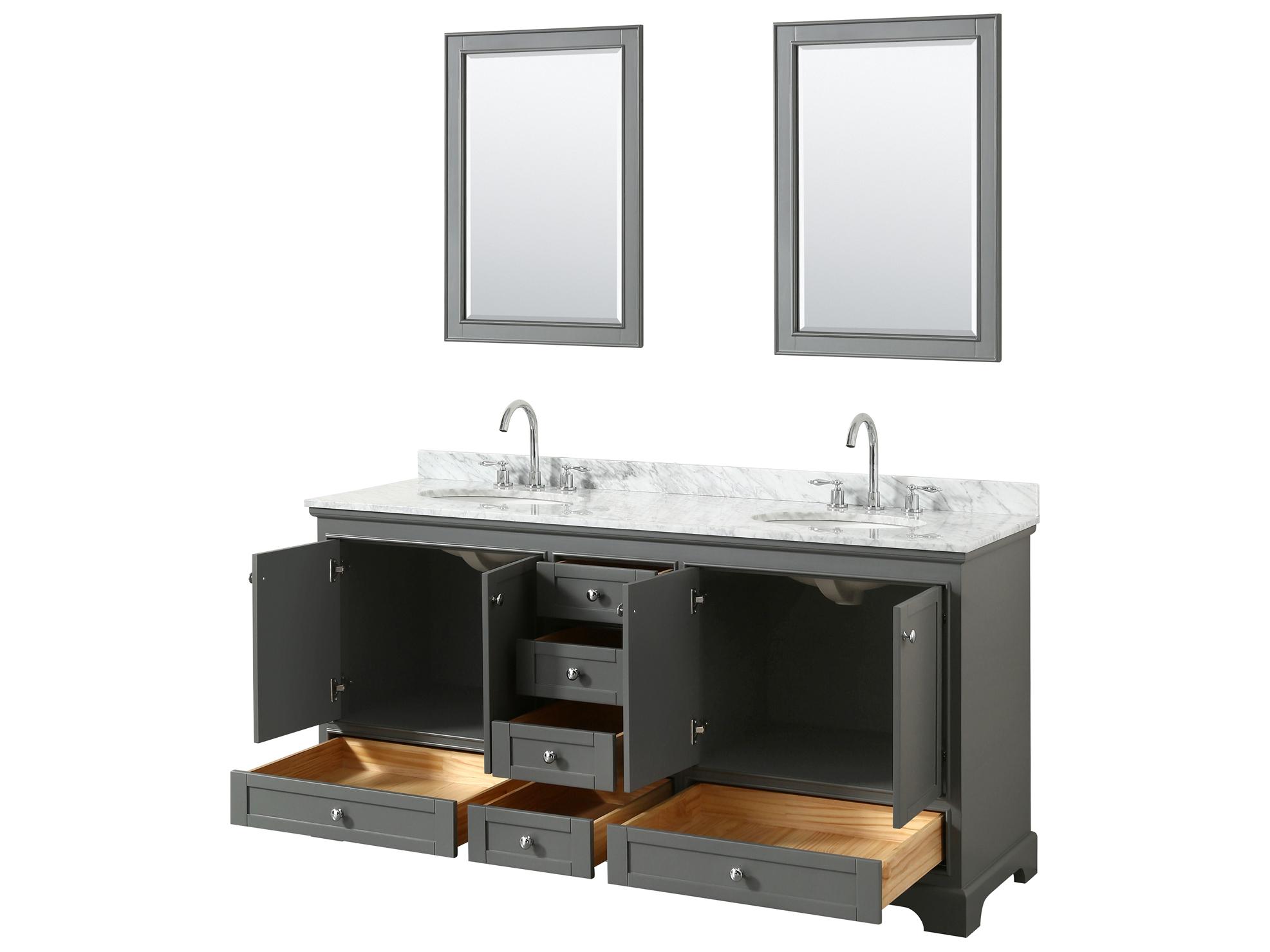 Wyndham Collection Deborah 72" Dark Gray Vanity with 24" Mirror