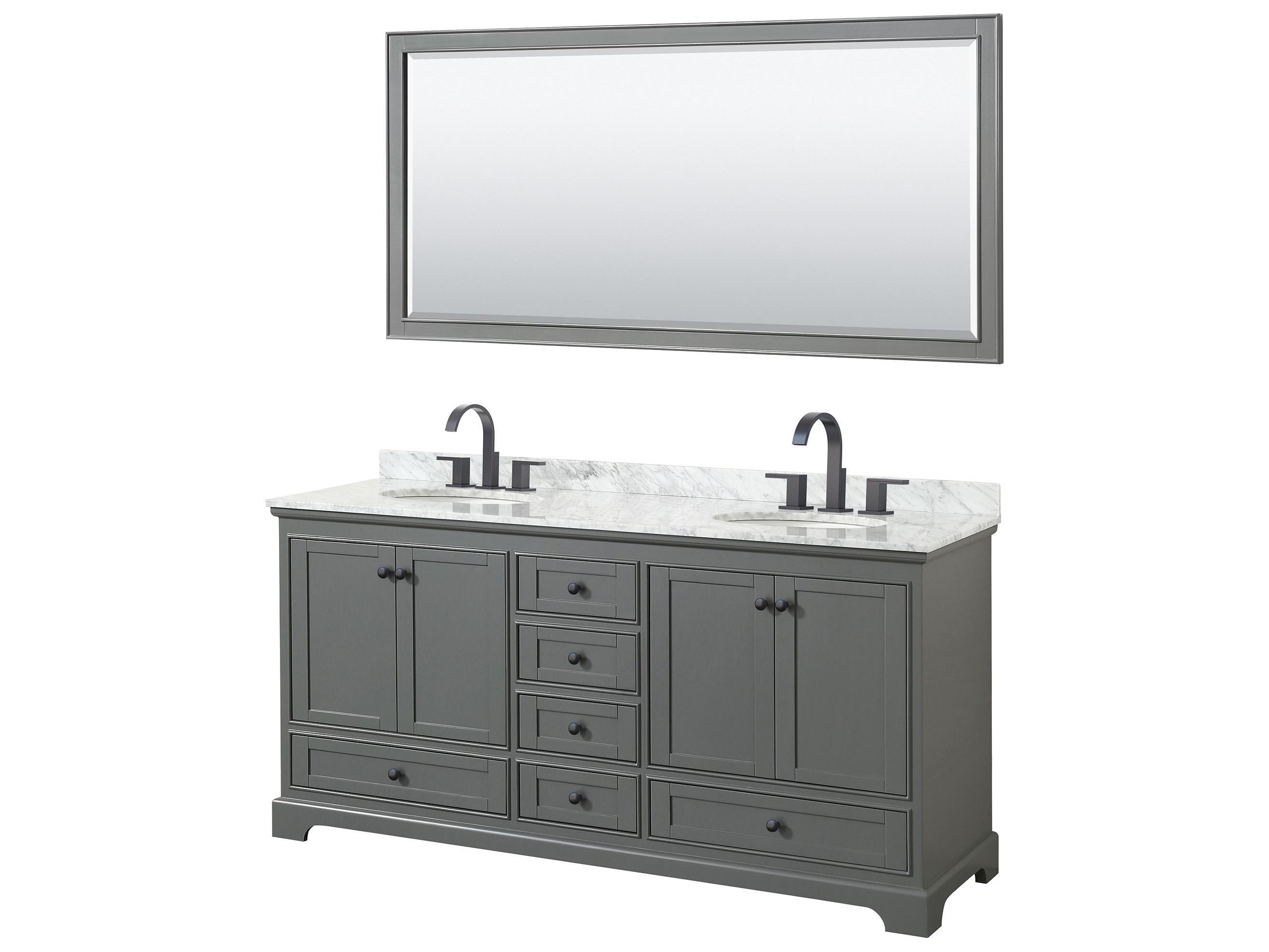 Wyndham Collection Deborah 72" Dark Gray Vanity with 70" Mirror