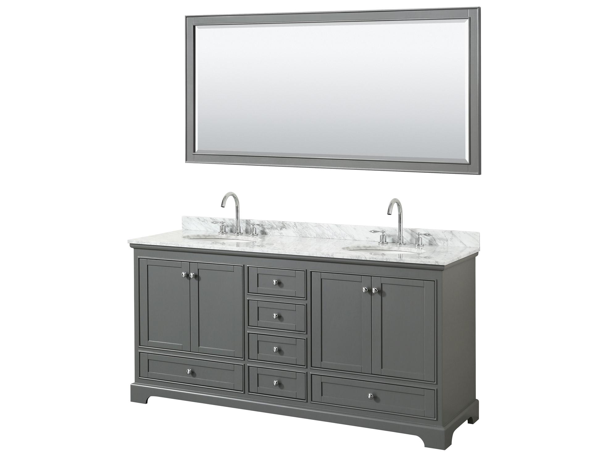 Wyndham Collection Deborah 72" Dark Gray Vanity with 70" Mirror