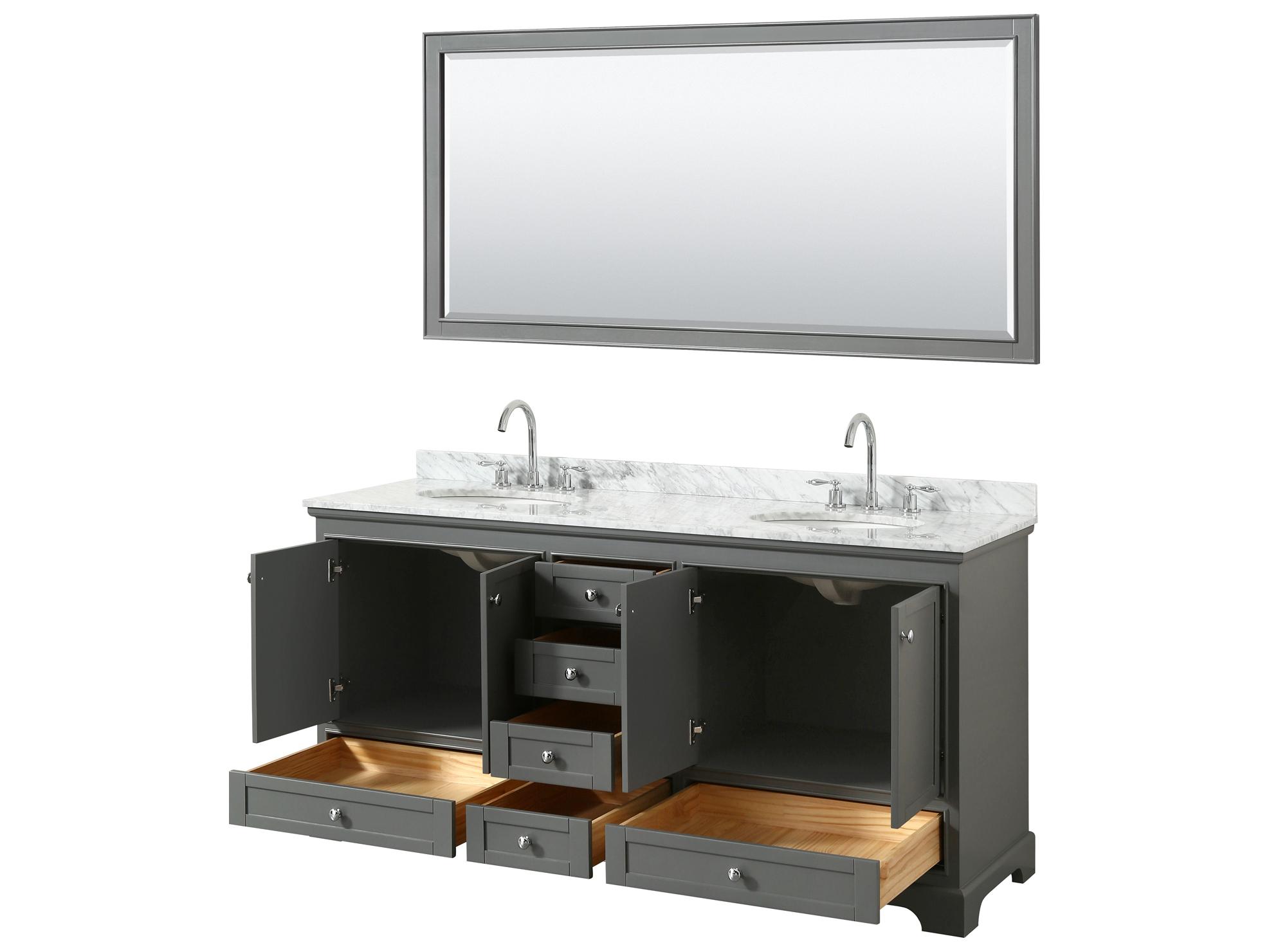 Wyndham Collection Deborah 72" Dark Gray Vanity with 70" Mirror