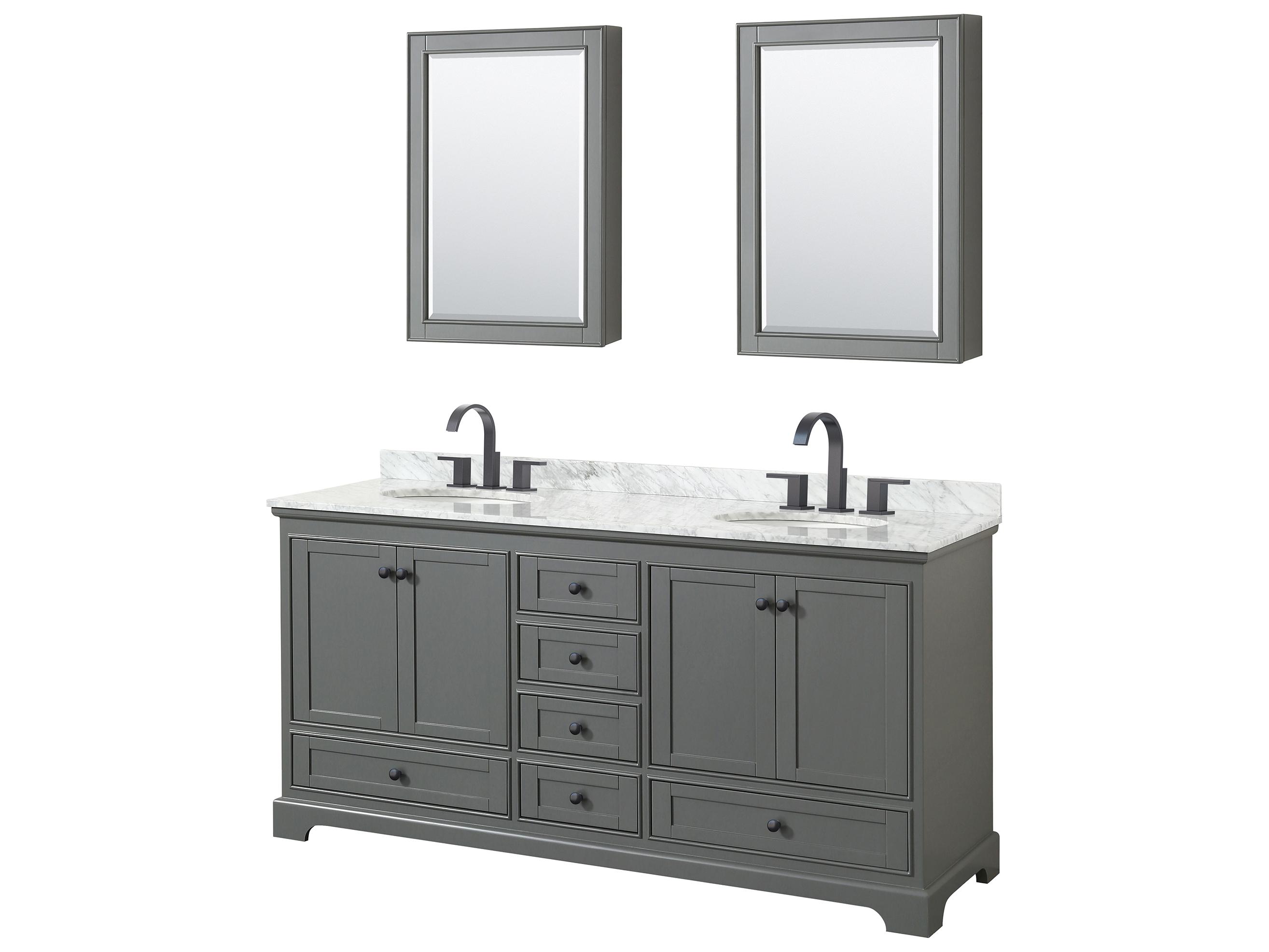 Wyndham Collection Deborah 72" Dark Gray Vanity with Medicine Cabinet