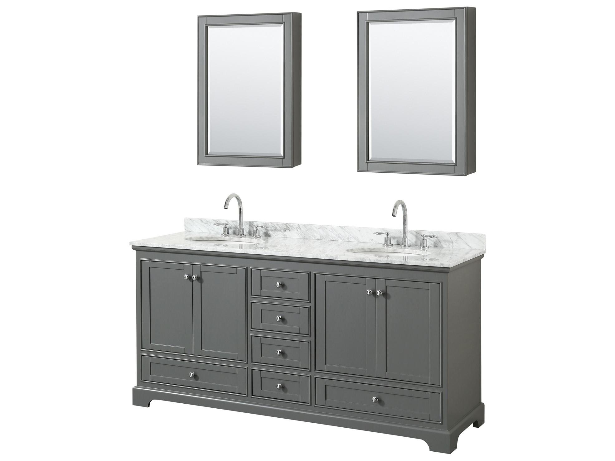 Wyndham Collection Deborah 72" Dark Gray Vanity with Medicine Cabinet