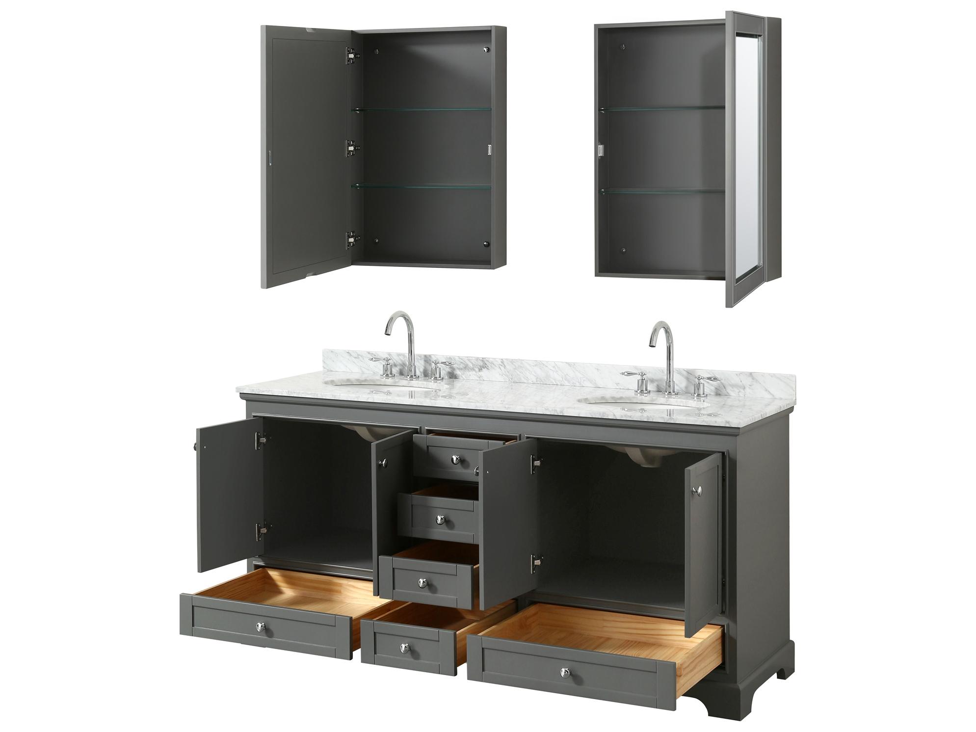 Wyndham Collection Deborah 72" Dark Gray Vanity with Medicine Cabinet