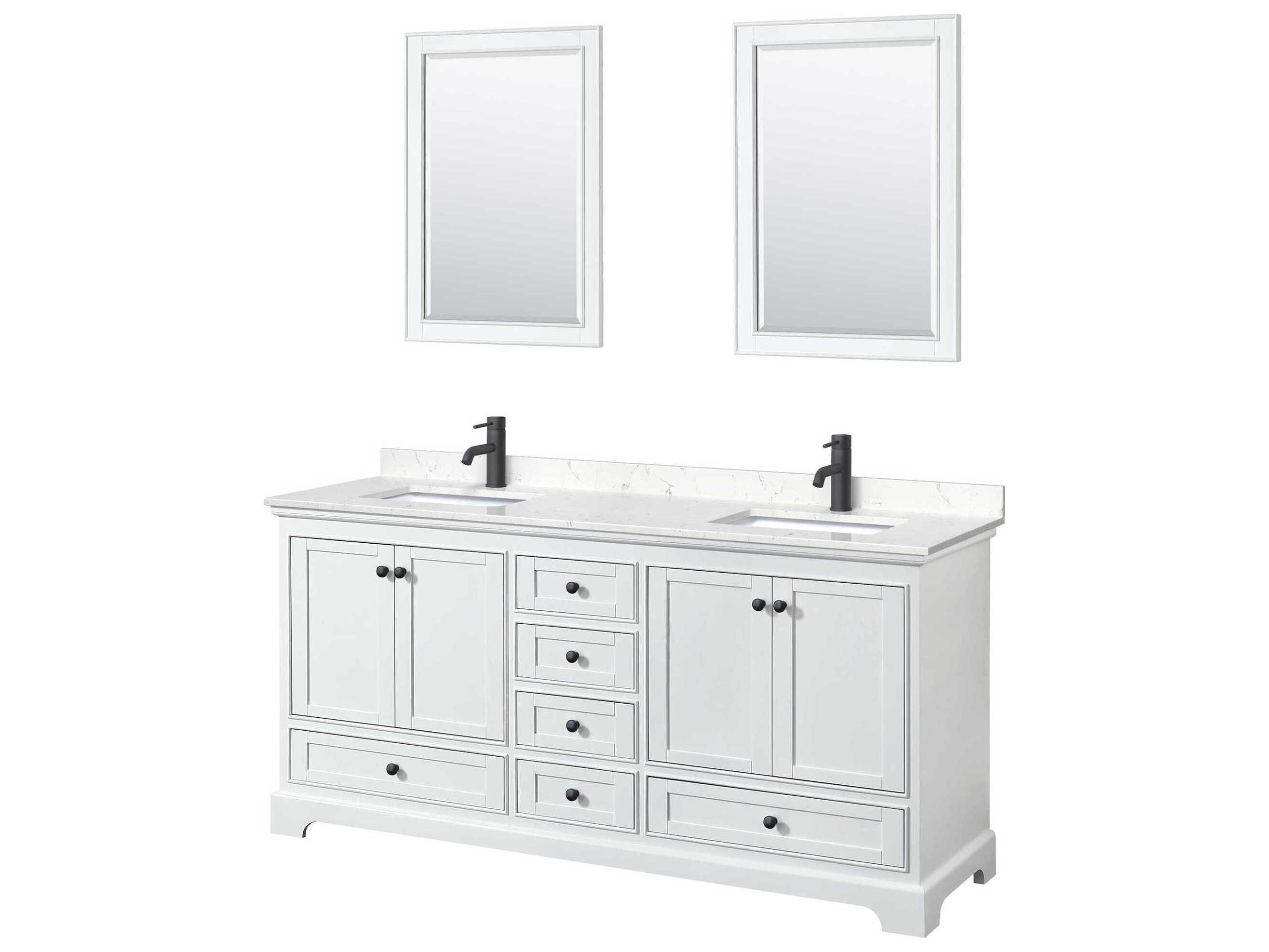 Wyndham Collection Deborah 72" White Vanity with 24" Mirror