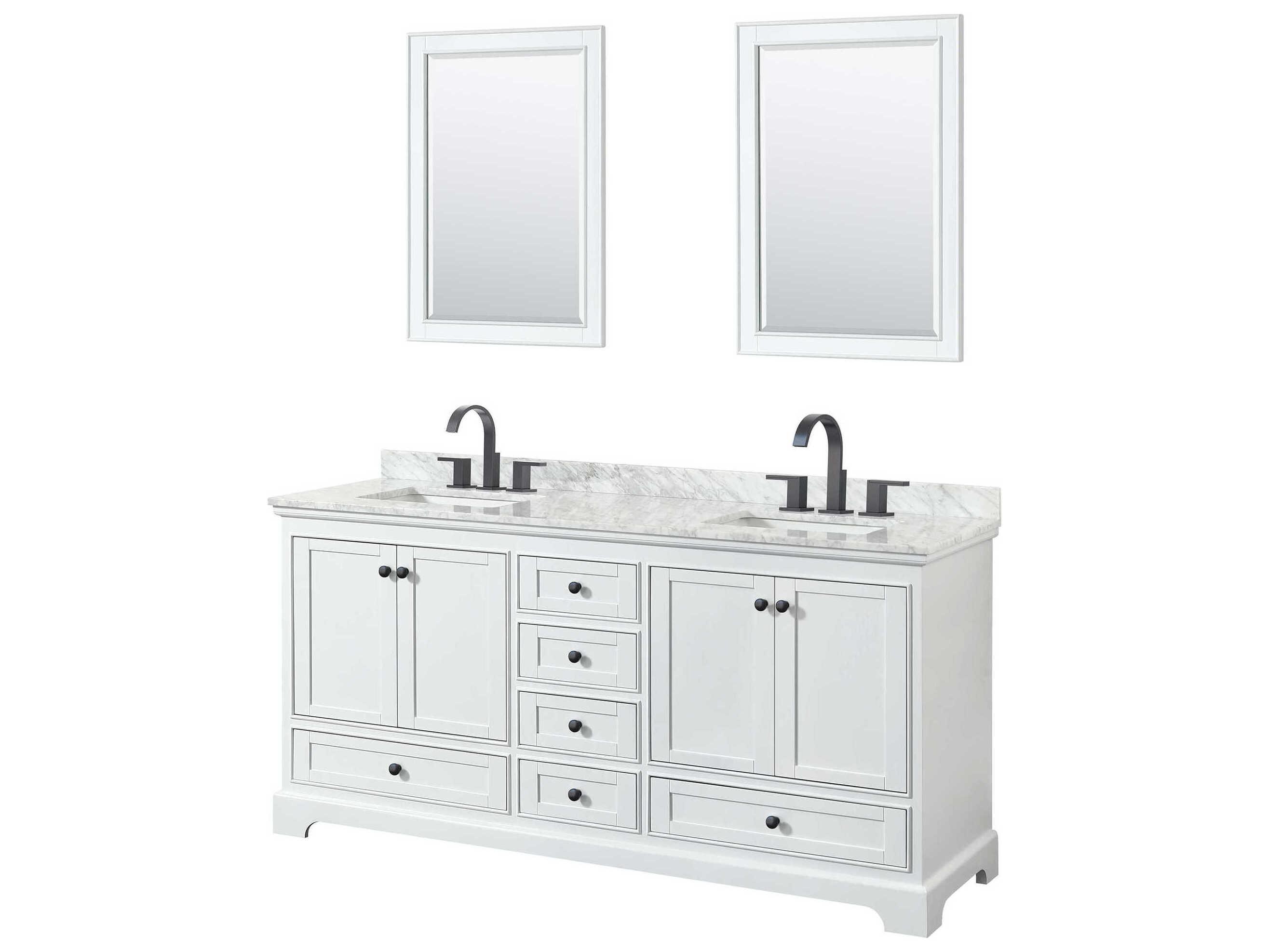 Wyndham Collection Deborah 72" White Vanity with 24" Mirror