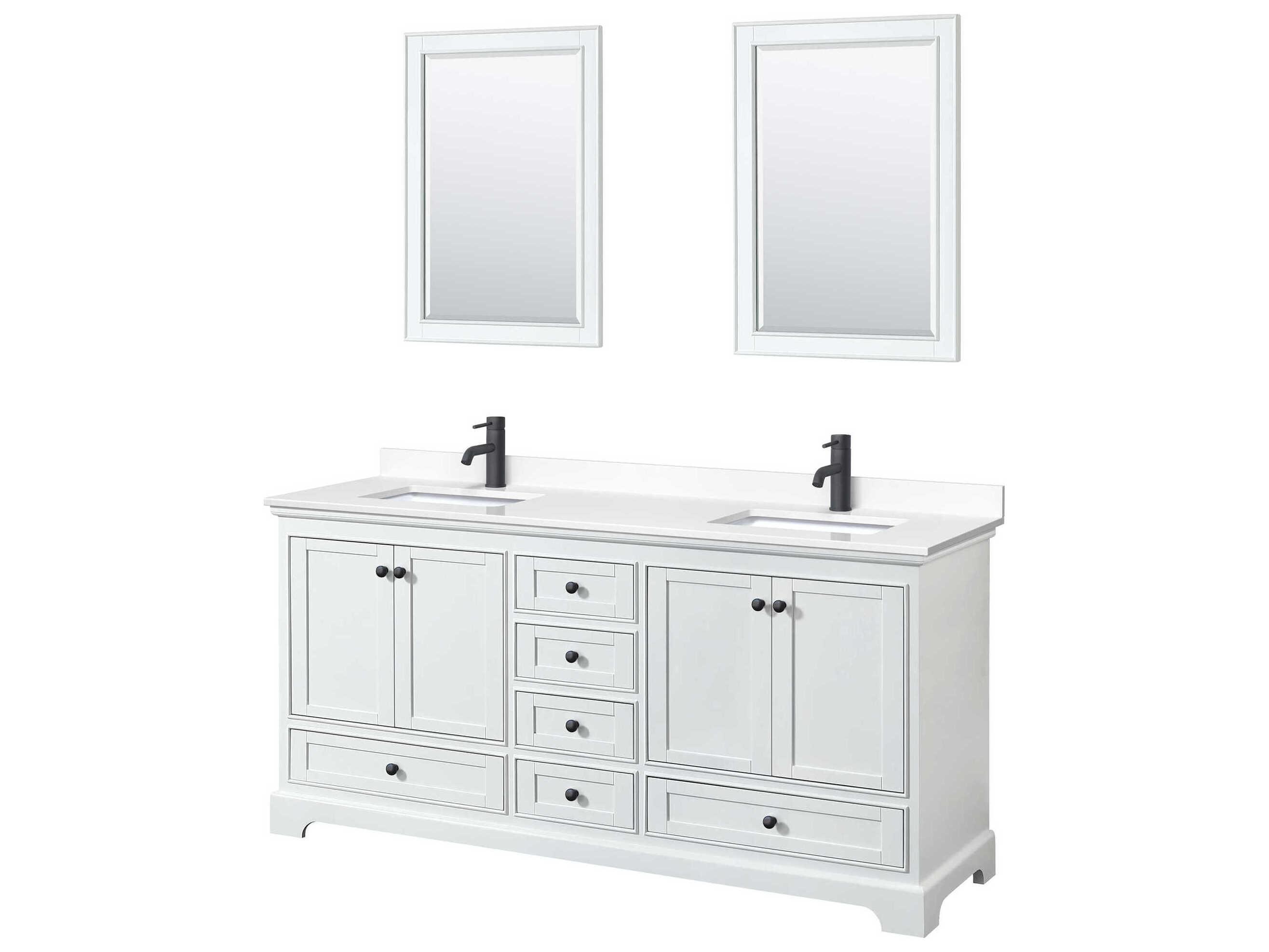 Wyndham Collection Deborah 72" White Vanity with 24" Mirror