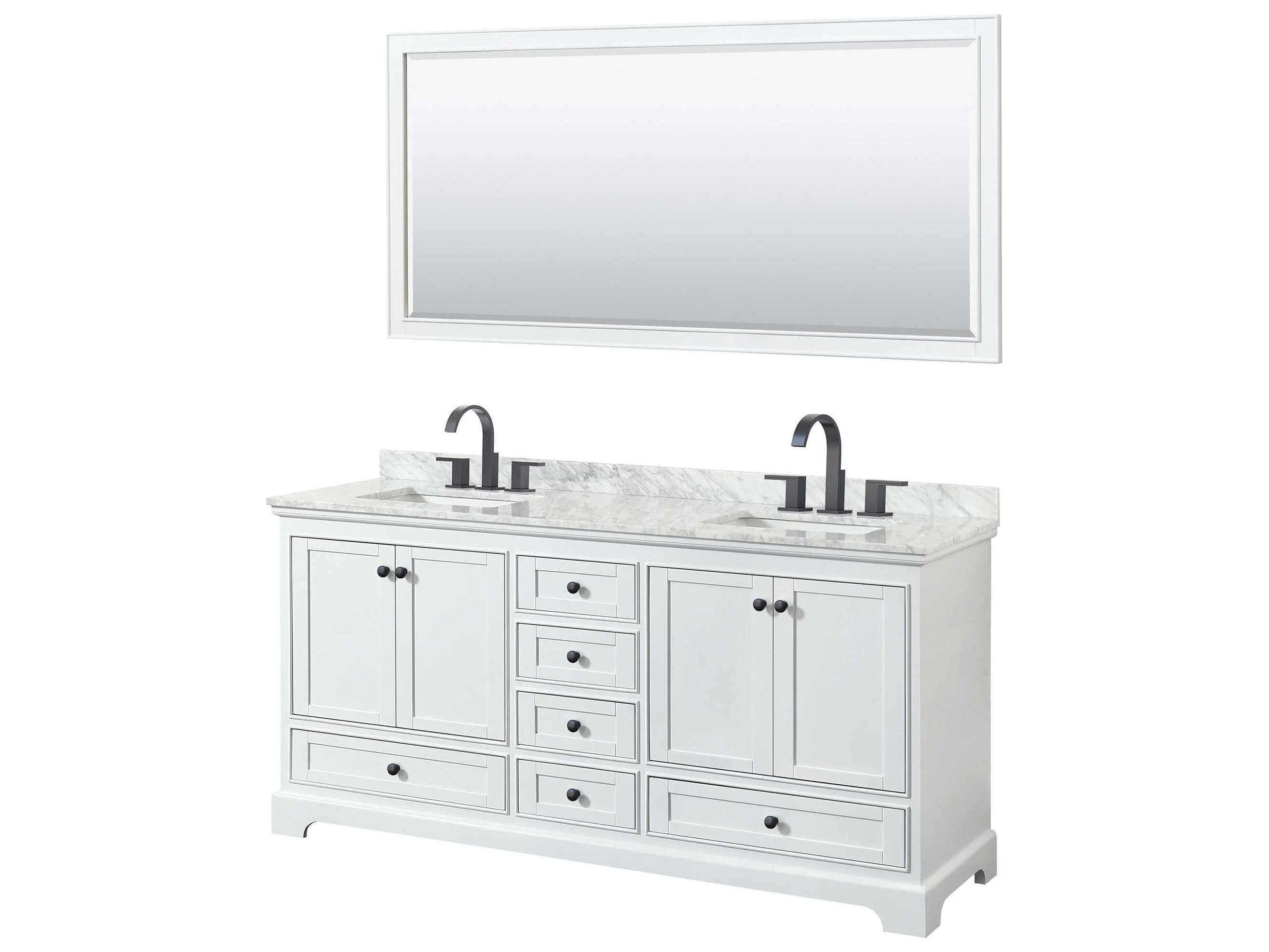 Wyndham Collection Deborah 72" White Vanity with 70" Mirror