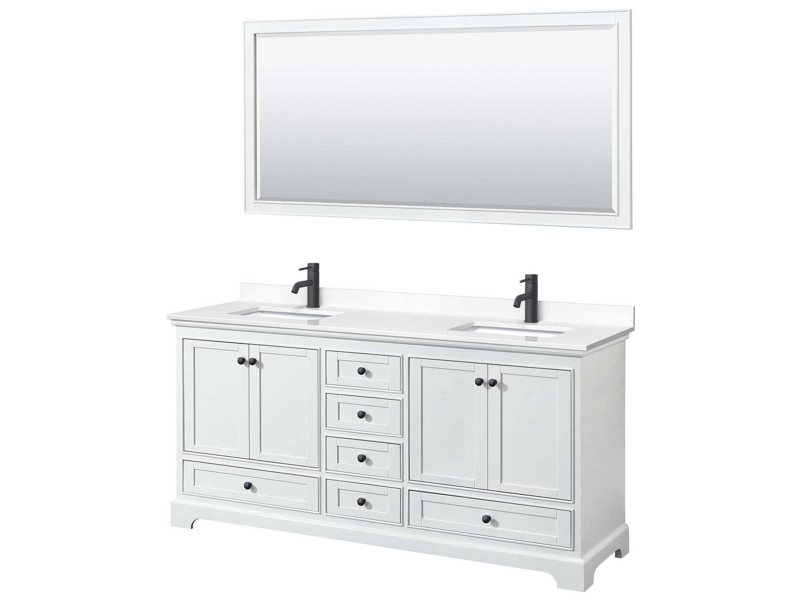 Wyndham Collection Deborah 72" White Vanity with 70" Mirror