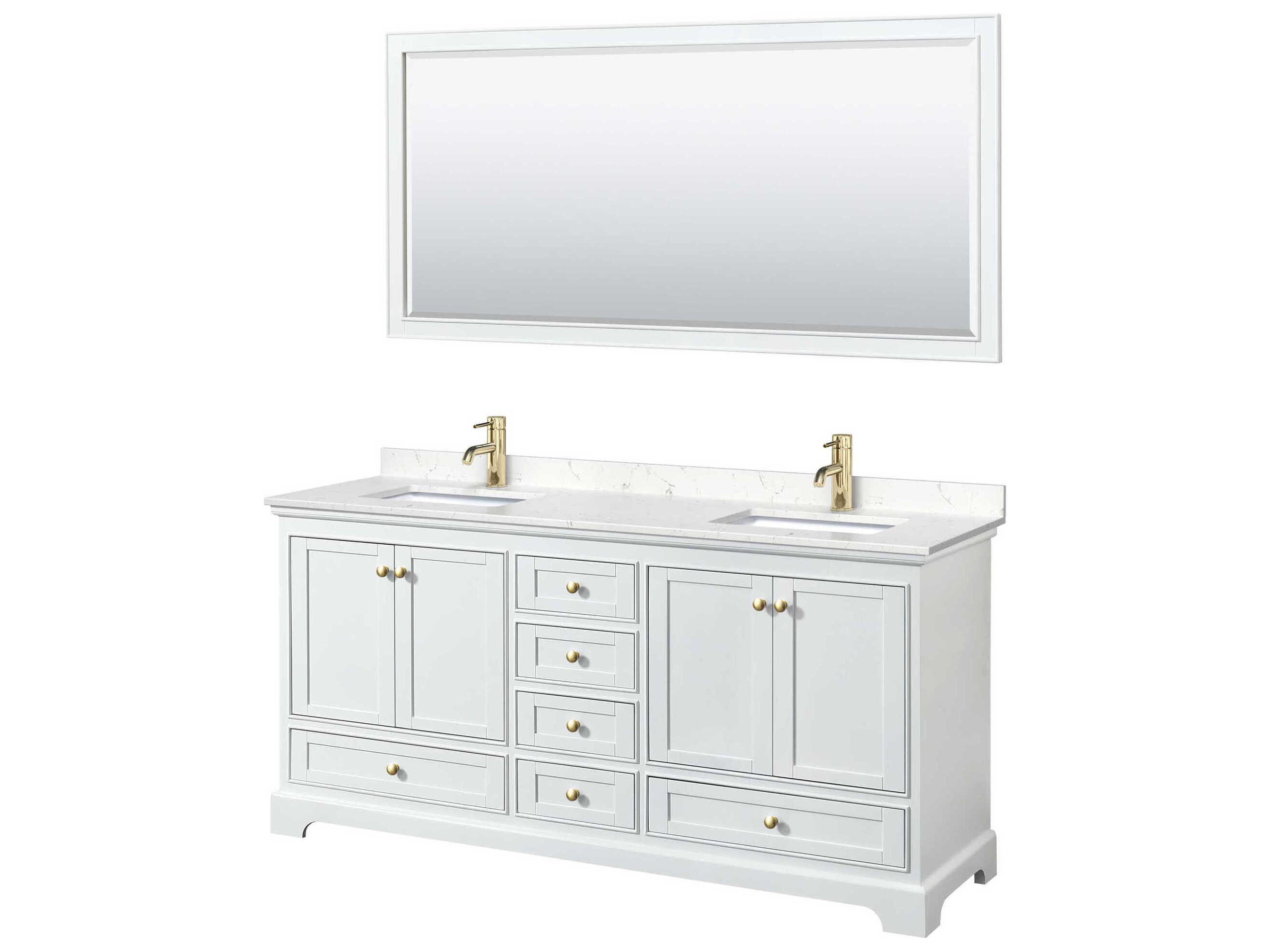 Wyndham Collection Deborah 72" White Vanity with 70" Mirror