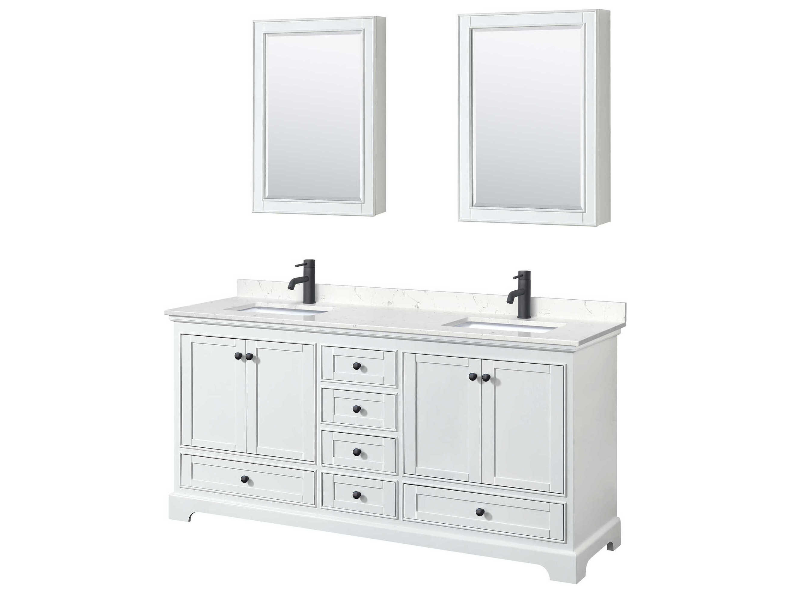 Wyndham Collection Deborah 72" White Vanity with Medicine Cabinet