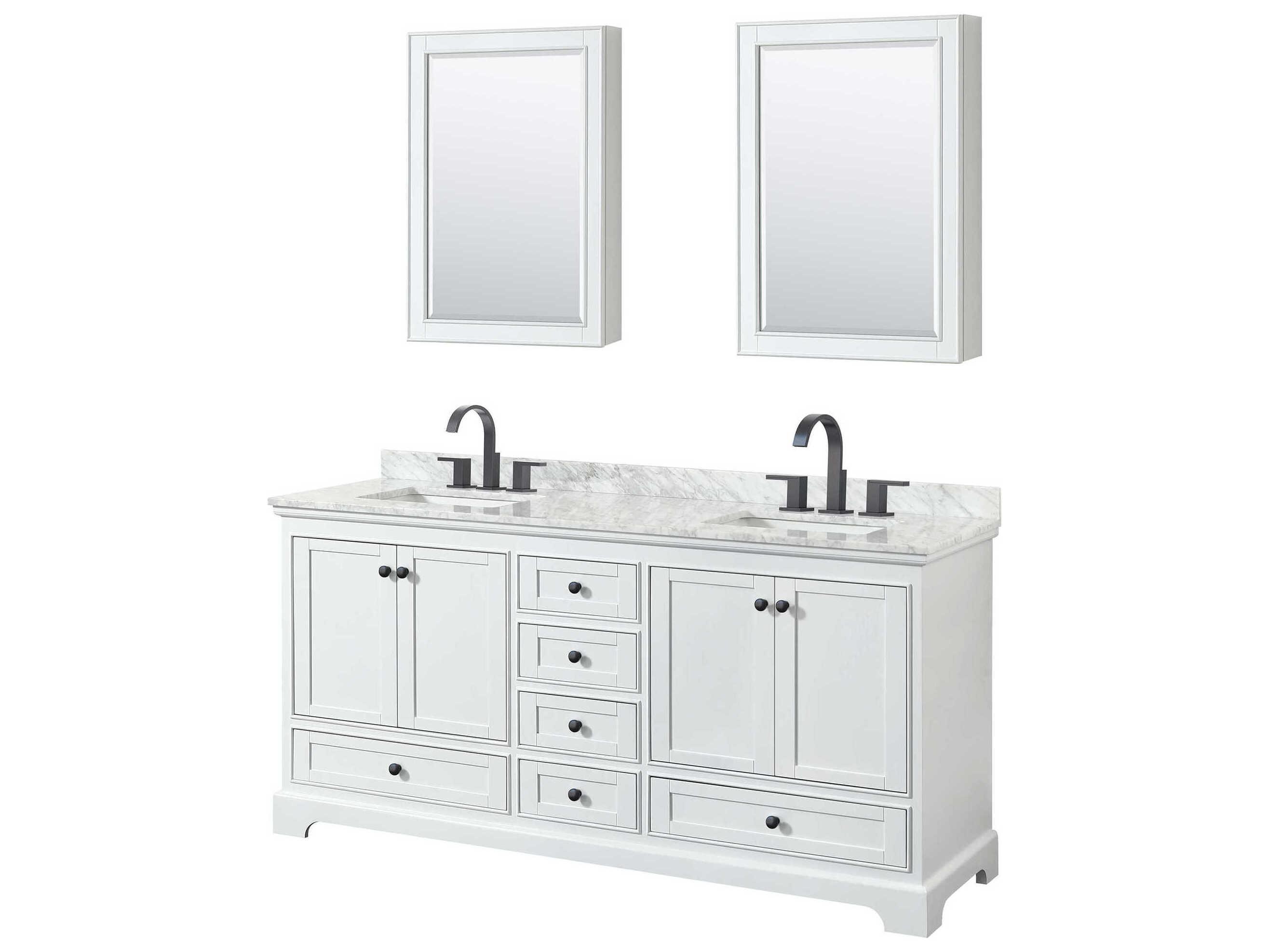 Wyndham Collection Deborah 72" White Vanity with Medicine Cabinet