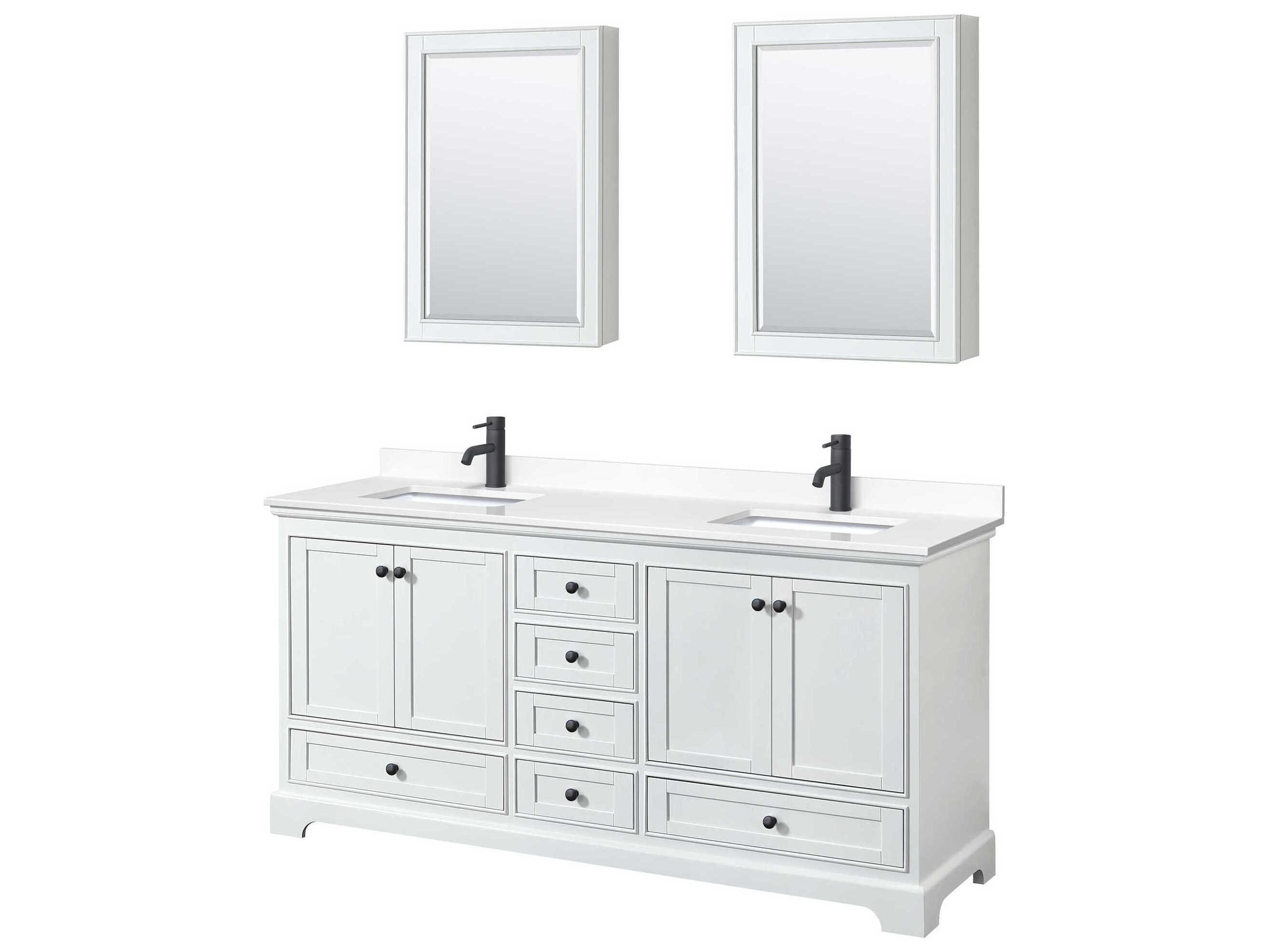 Wyndham Collection Deborah 72" White Vanity with Medicine Cabinet