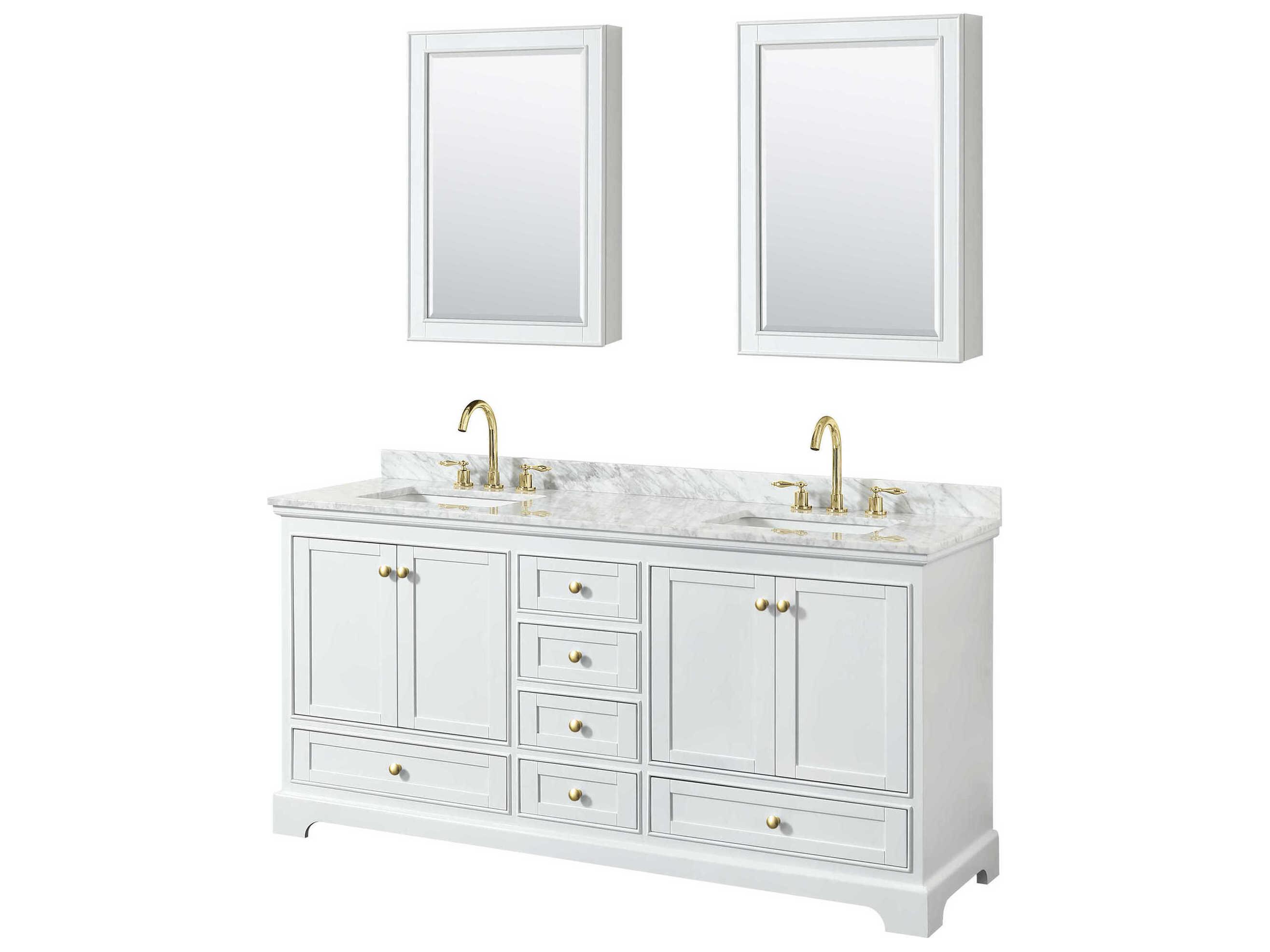 Wyndham Collection Deborah 72" White Vanity with Medicine Cabinet