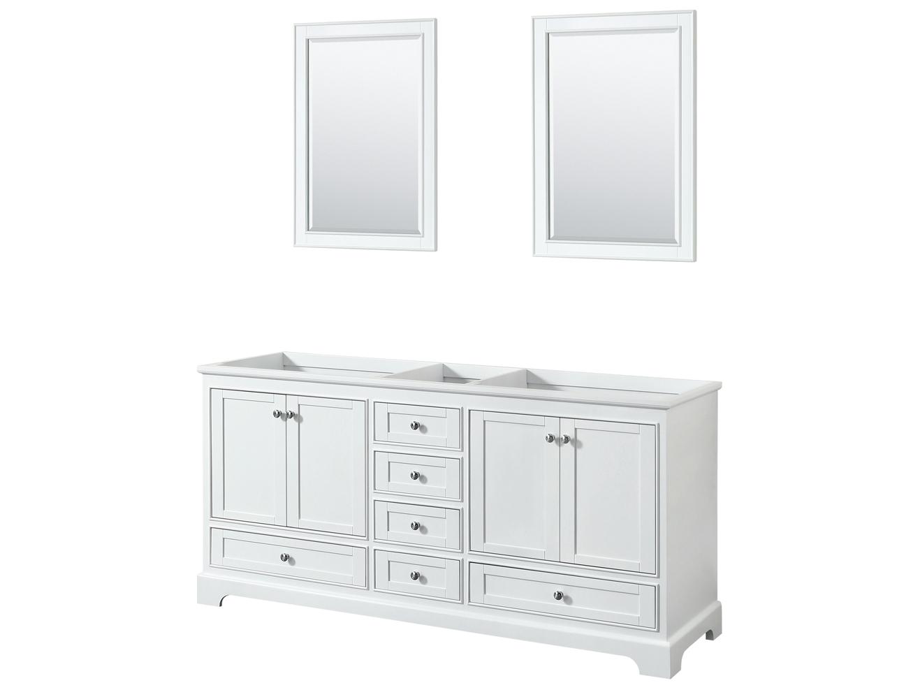 Wyndham Collection Deborah 71" White Vanity with 24" Mirror