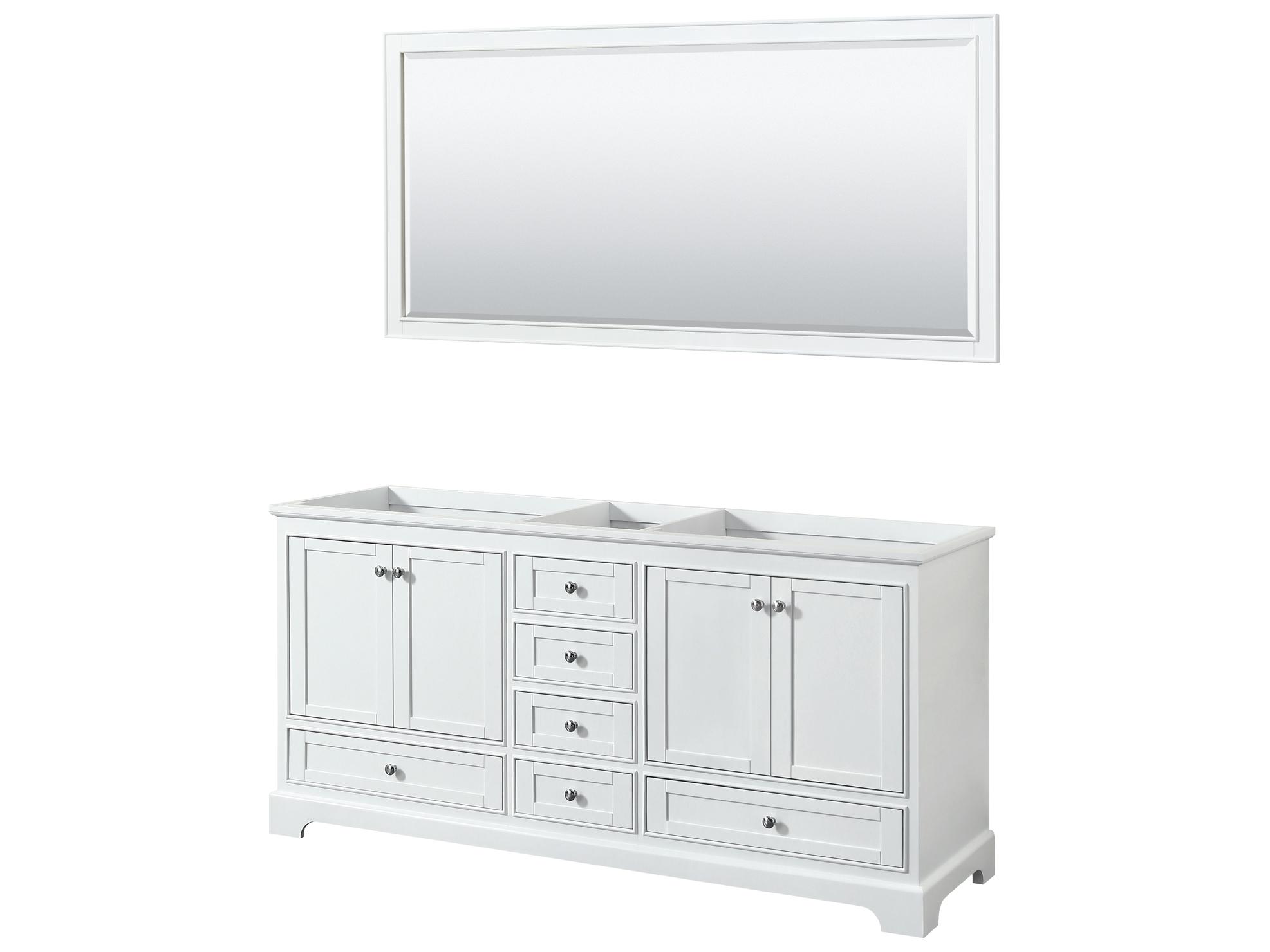 Wyndham Collection Deborah 71" White Vanity with 70" Mirror