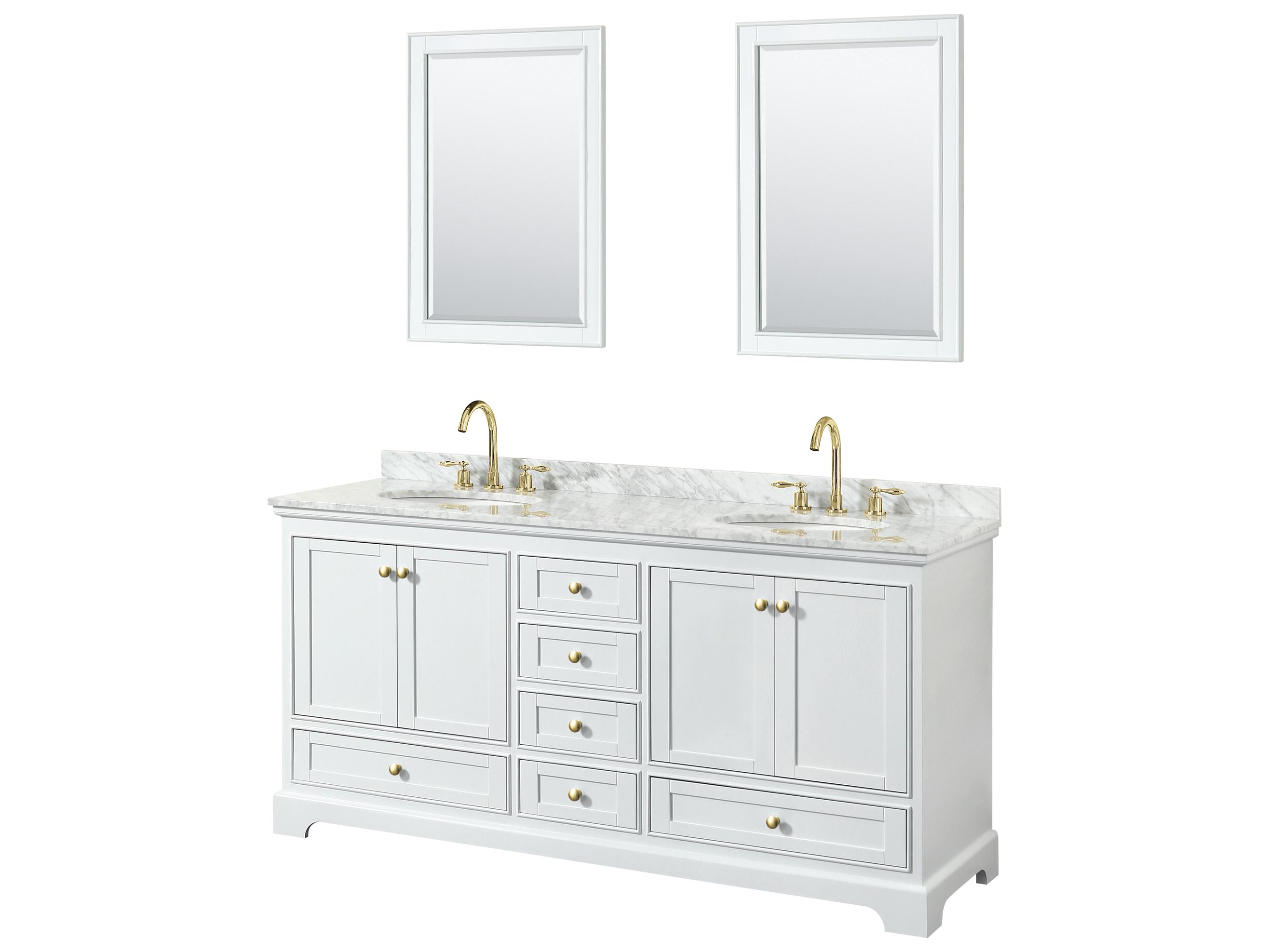 Wyndham Collection Deborah 72" White Vanity with 24" Mirror