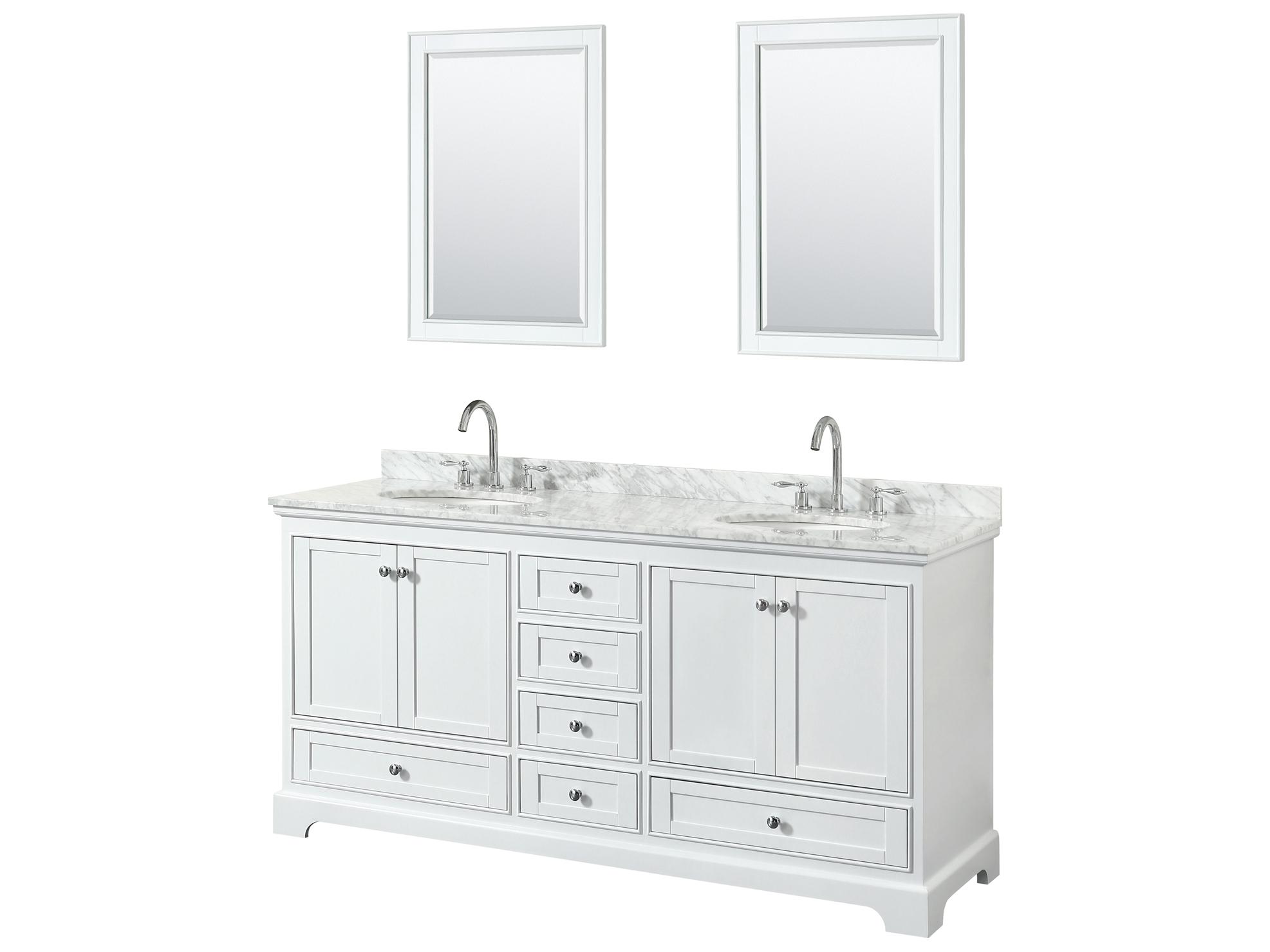 Wyndham Collection Deborah 72" White Vanity with 24" Mirror