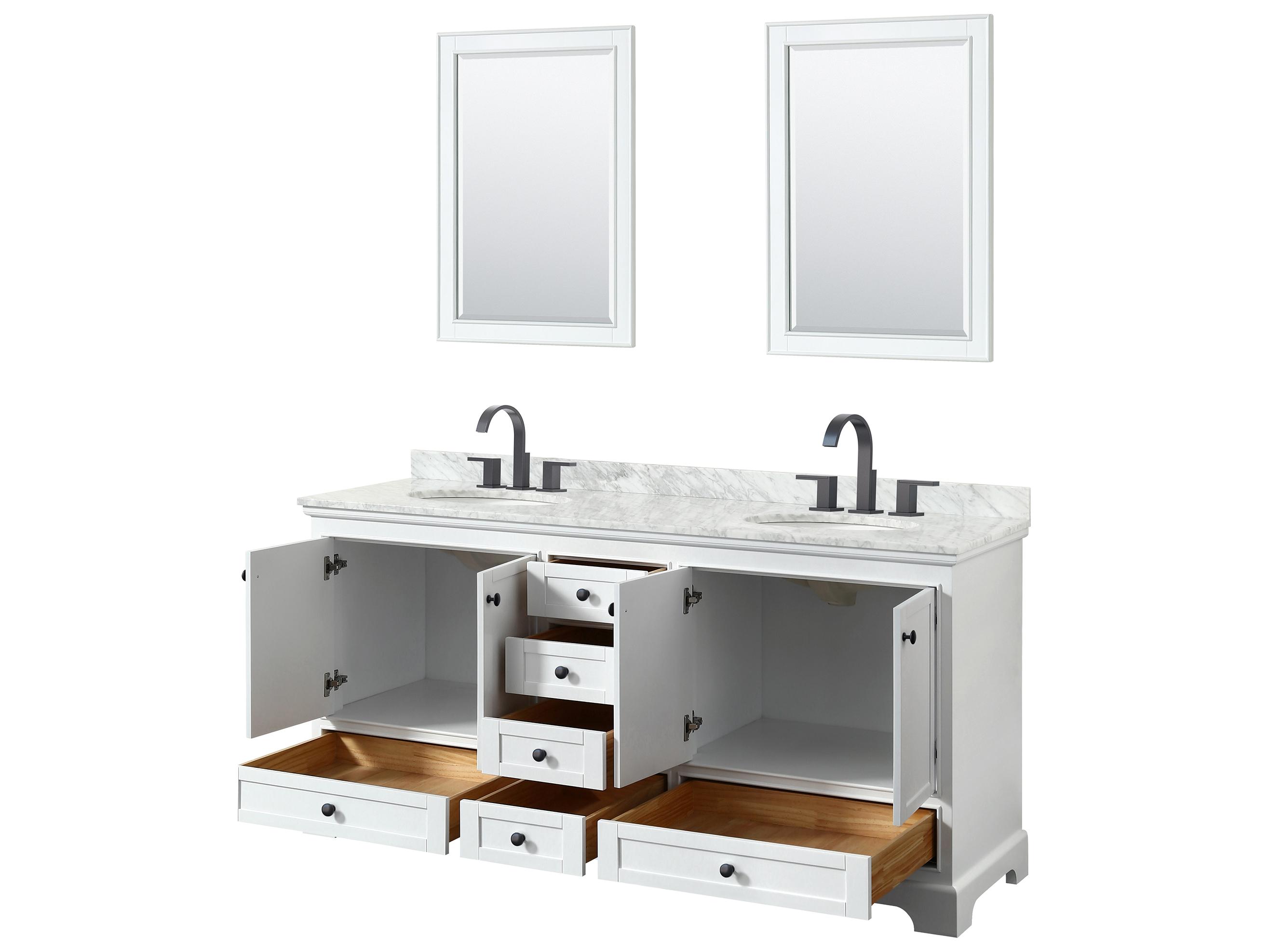 Wyndham Collection Deborah 72" White Vanity with 24" Mirror