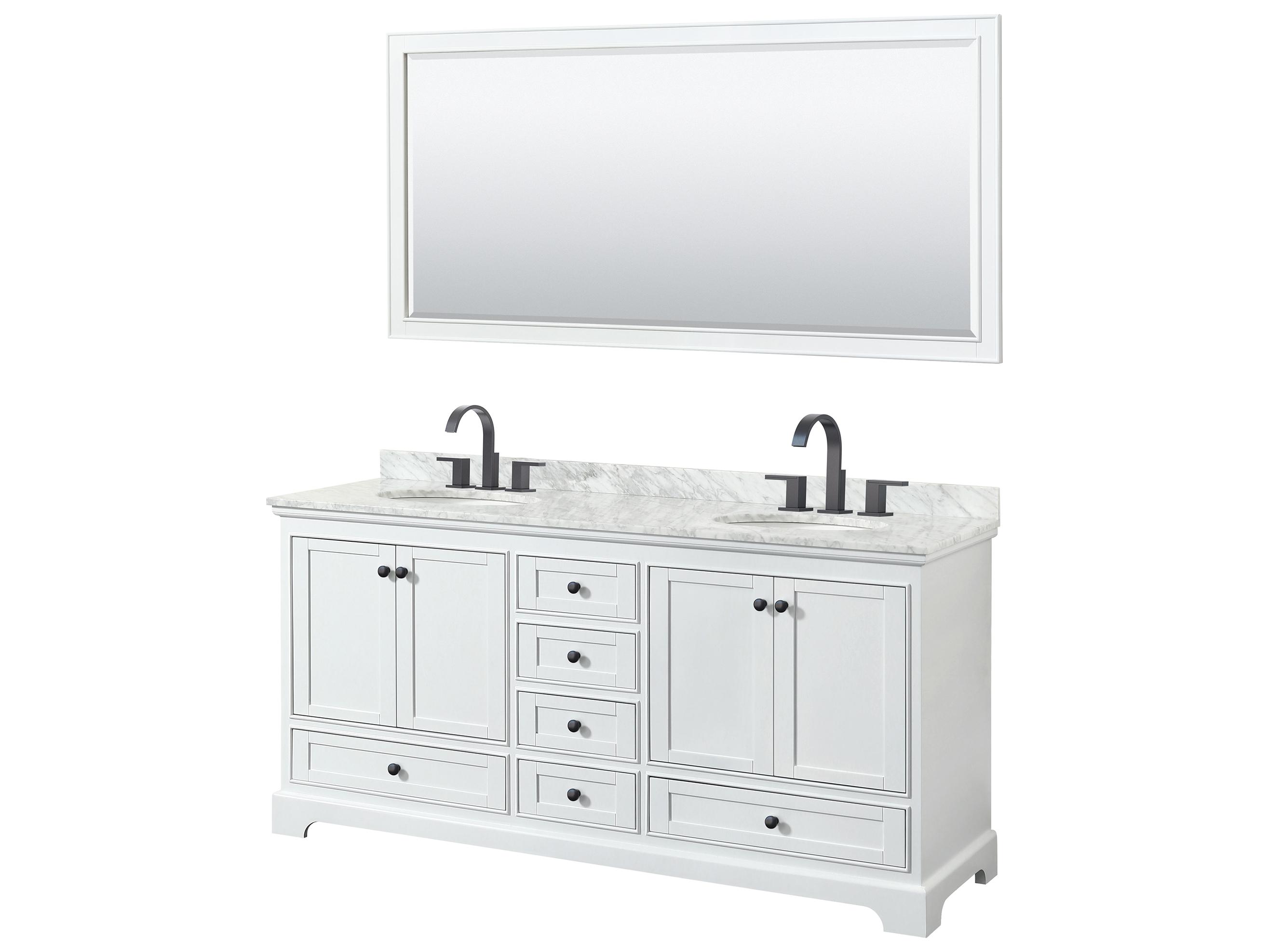 Wyndham Collection Deborah 72" White Vanity with 70" Mirror