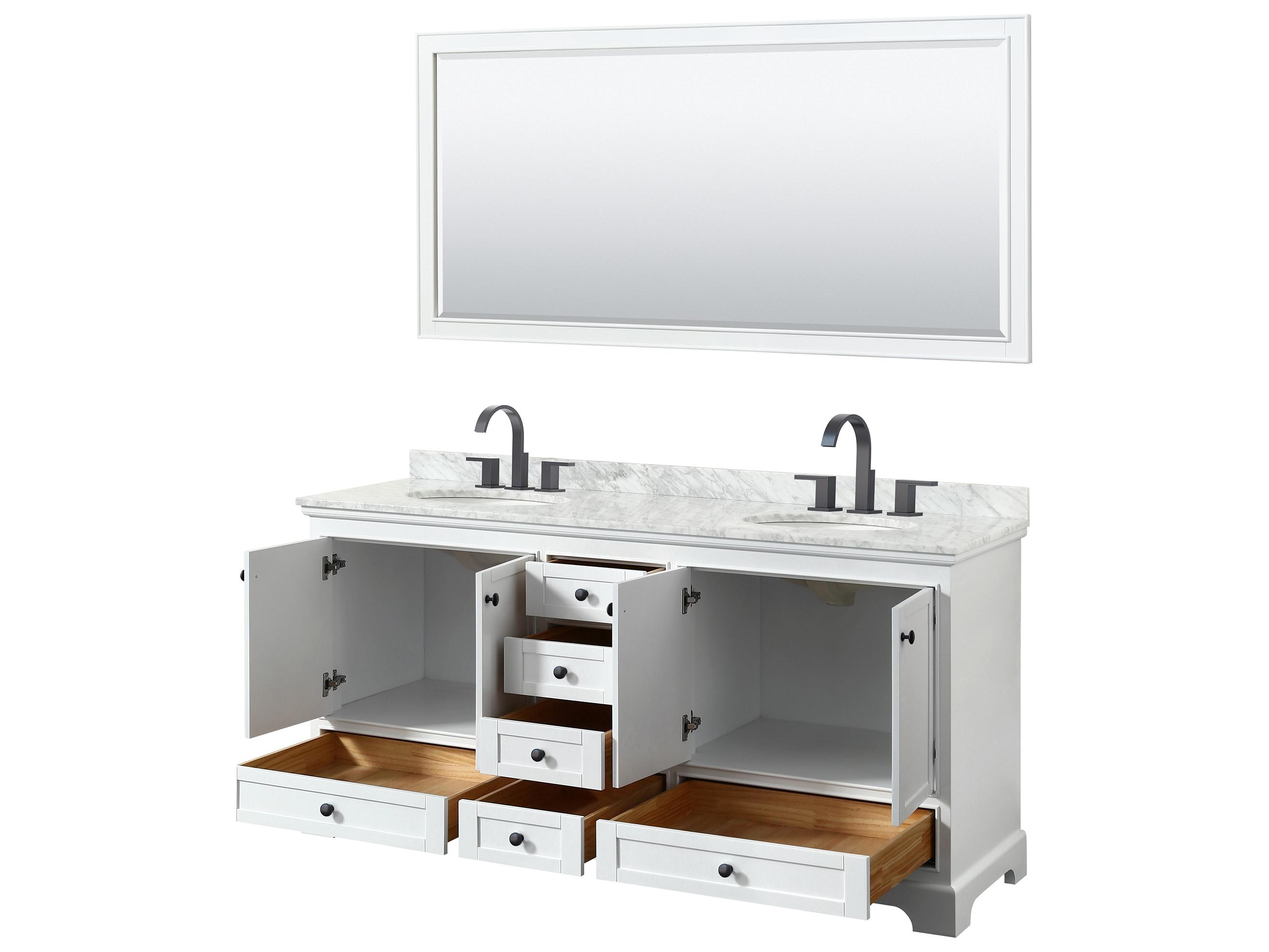Wyndham Collection Deborah 72" White Vanity with 70" Mirror