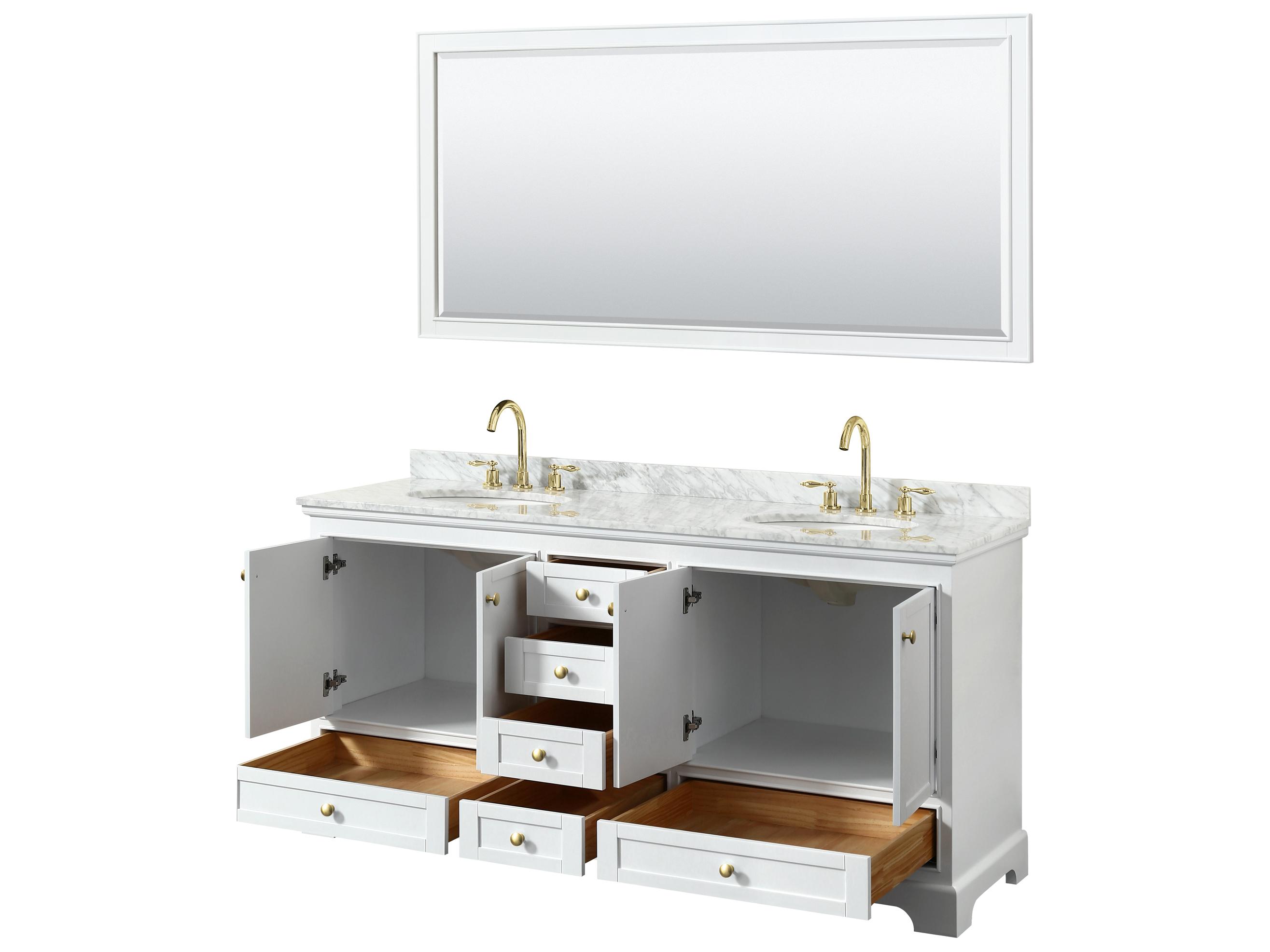 Wyndham Collection Deborah 72" White Vanity with 70" Mirror