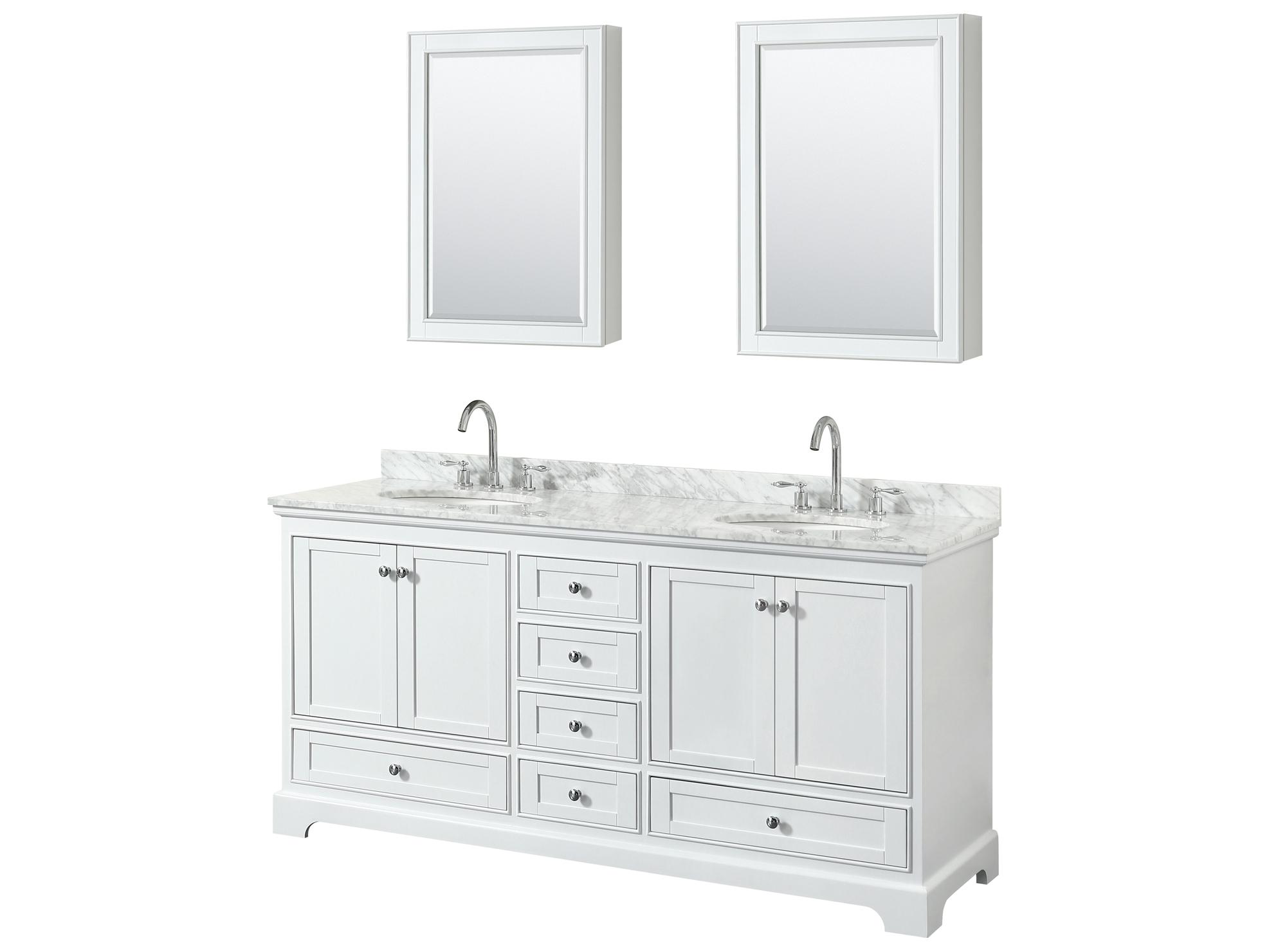 Wyndham Collection Deborah 72" White Vanity with Medicine Cabinet