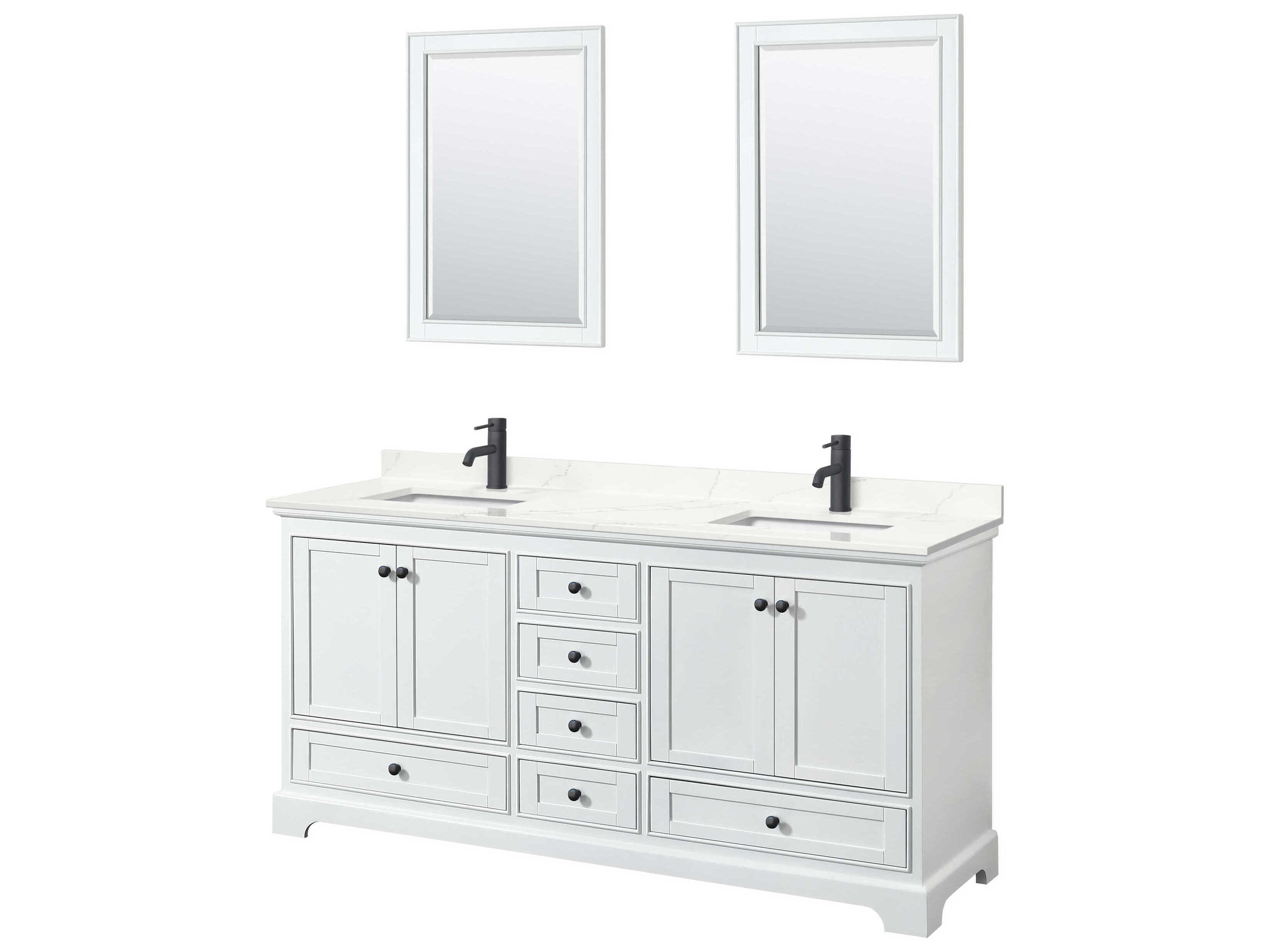 Wyndham Collection Deborah 72" White Vanity with 24" Mirror