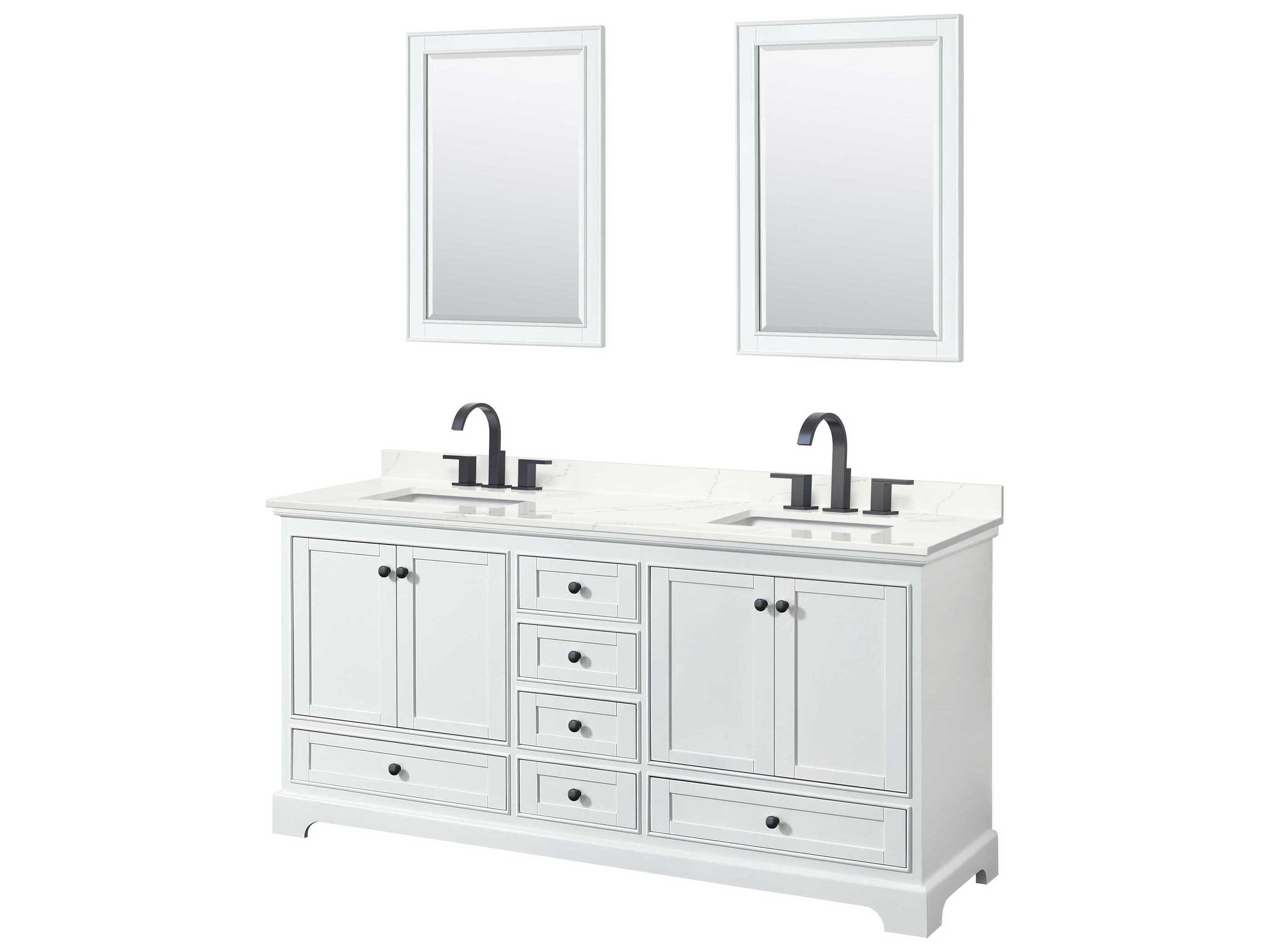 Wyndham Collection Deborah 72" White Vanity with 24" Mirror