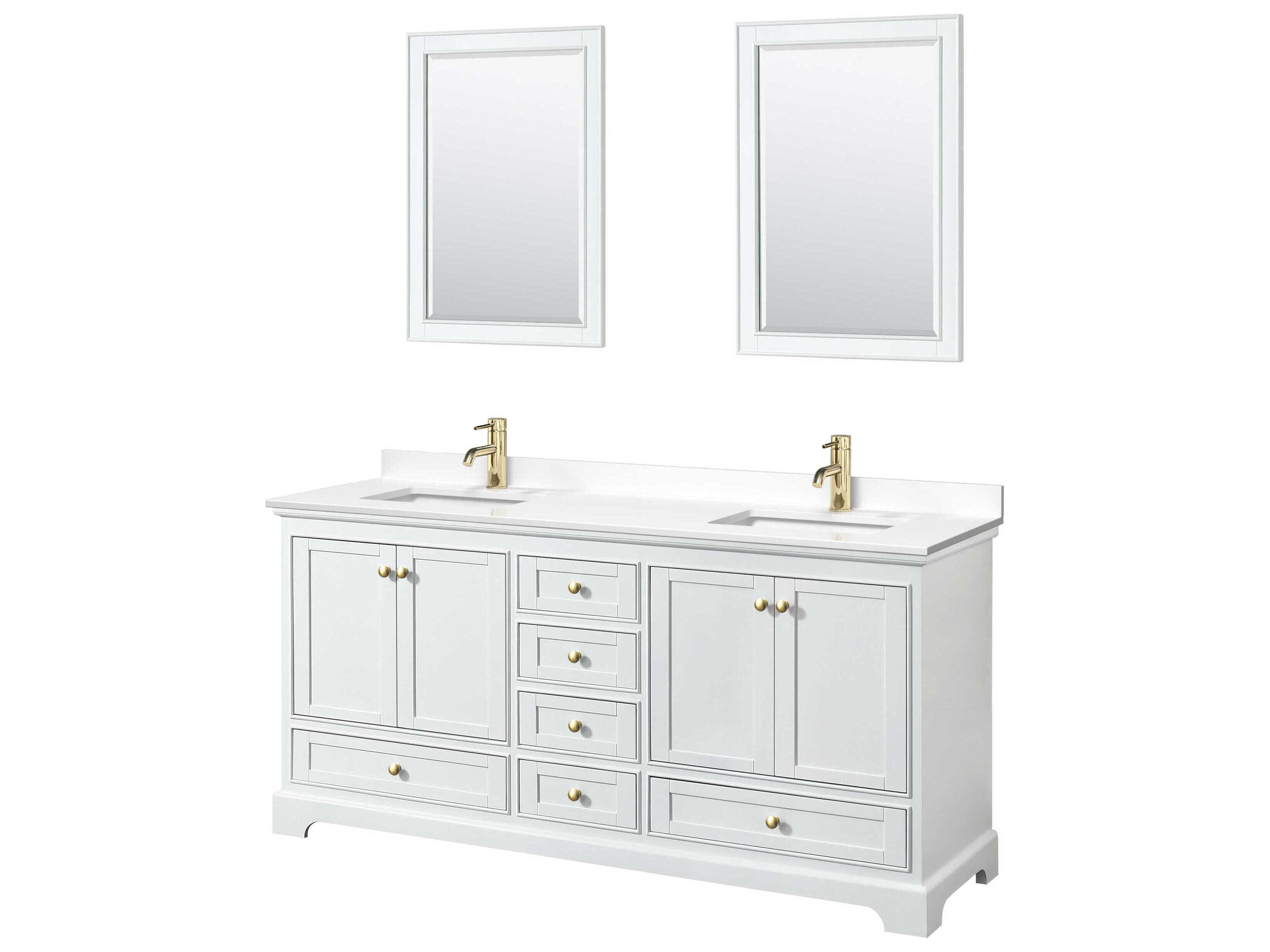 Wyndham Collection Deborah 72" White Vanity with 24" Mirror
