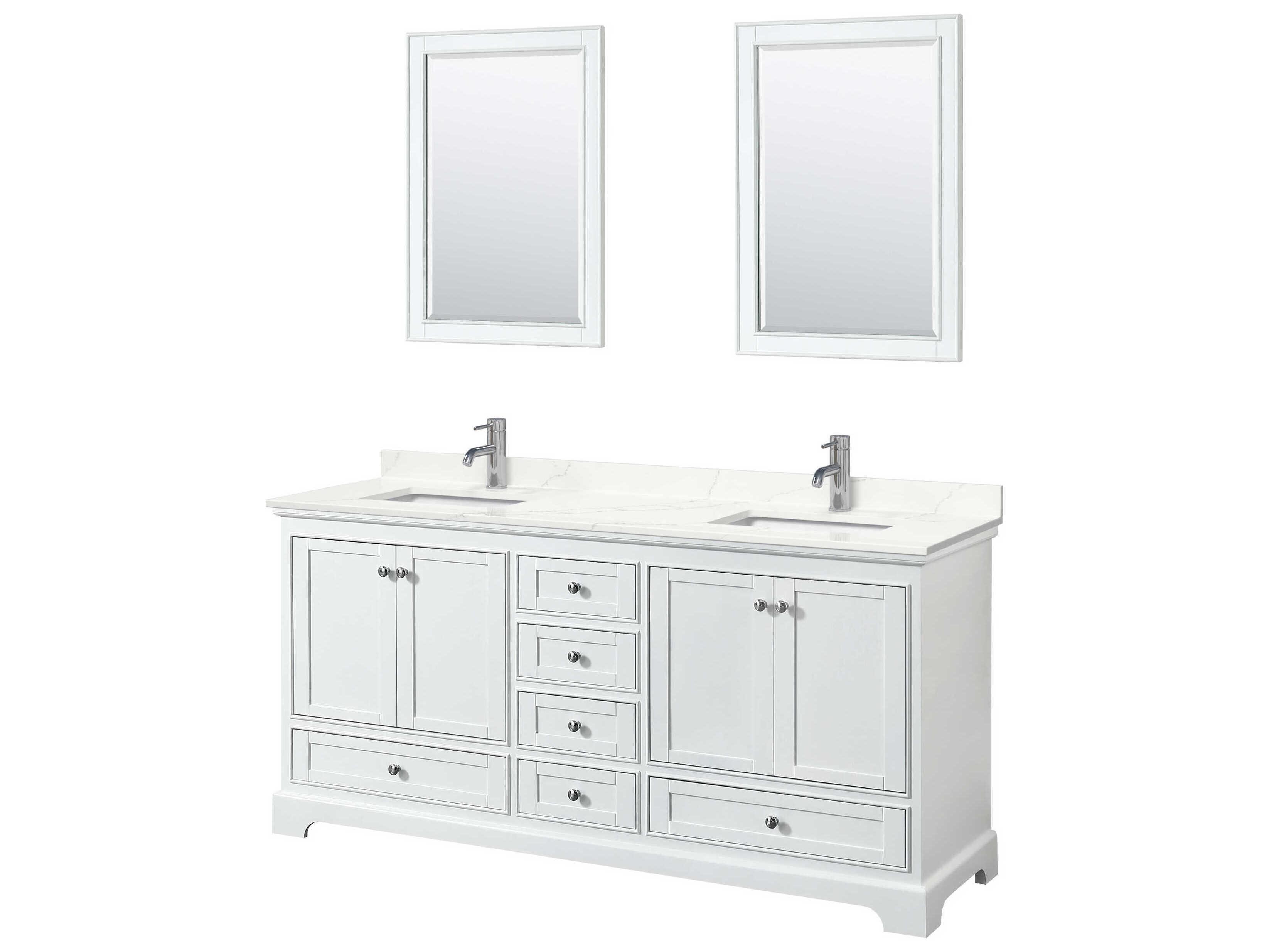 Wyndham Collection Deborah 72" White Vanity with 24" Mirror