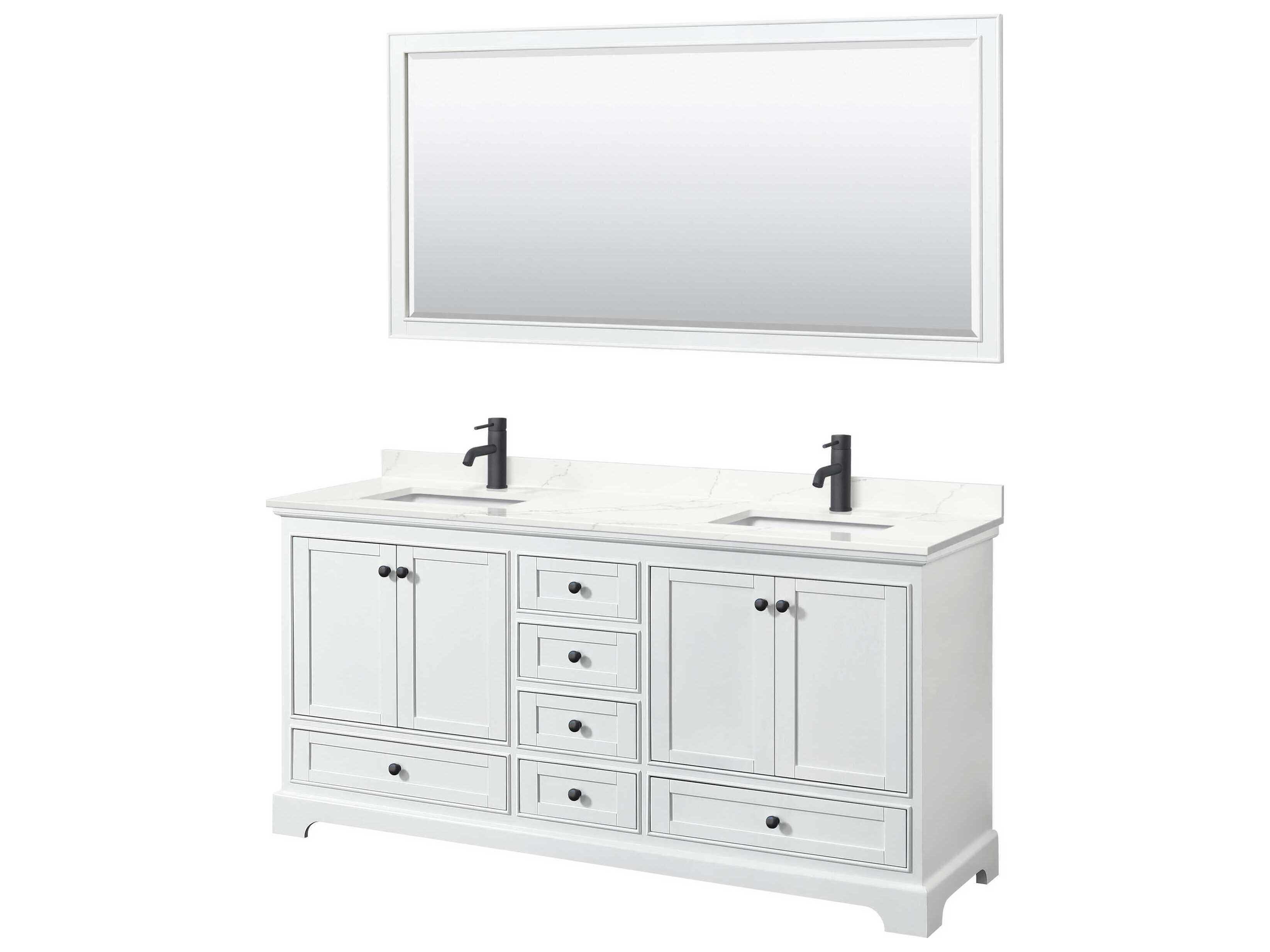 Wyndham Collection Deborah 72" White Vanity with 70" Mirror