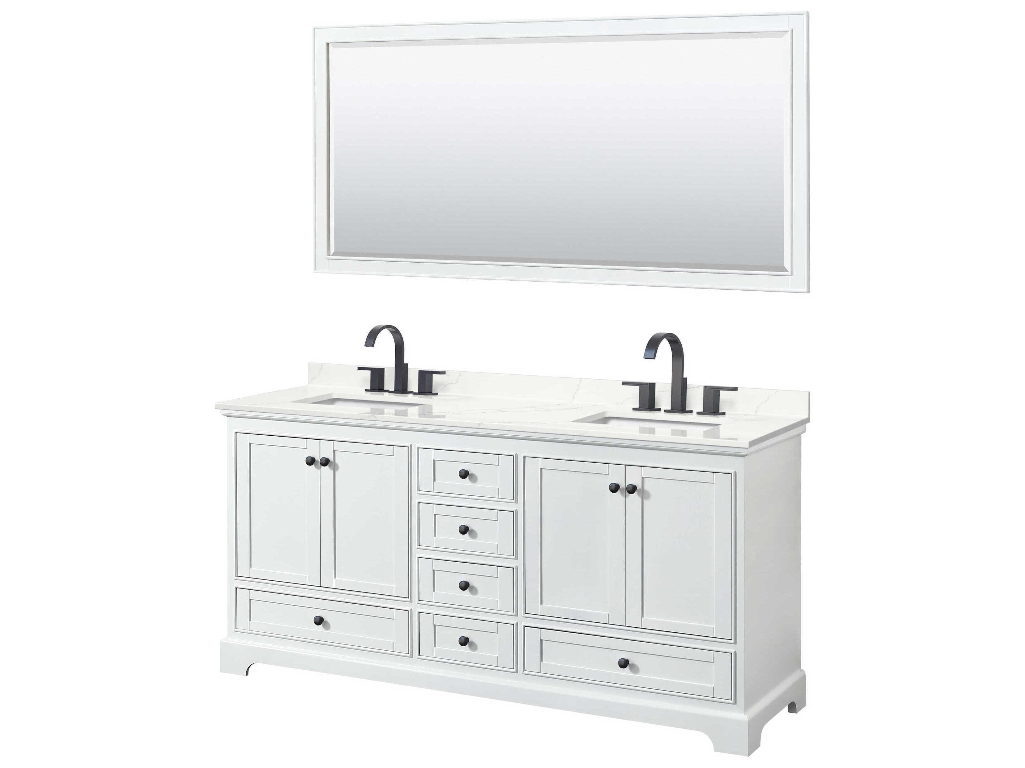 Wyndham Collection Deborah 72" White Vanity with 70" Mirror