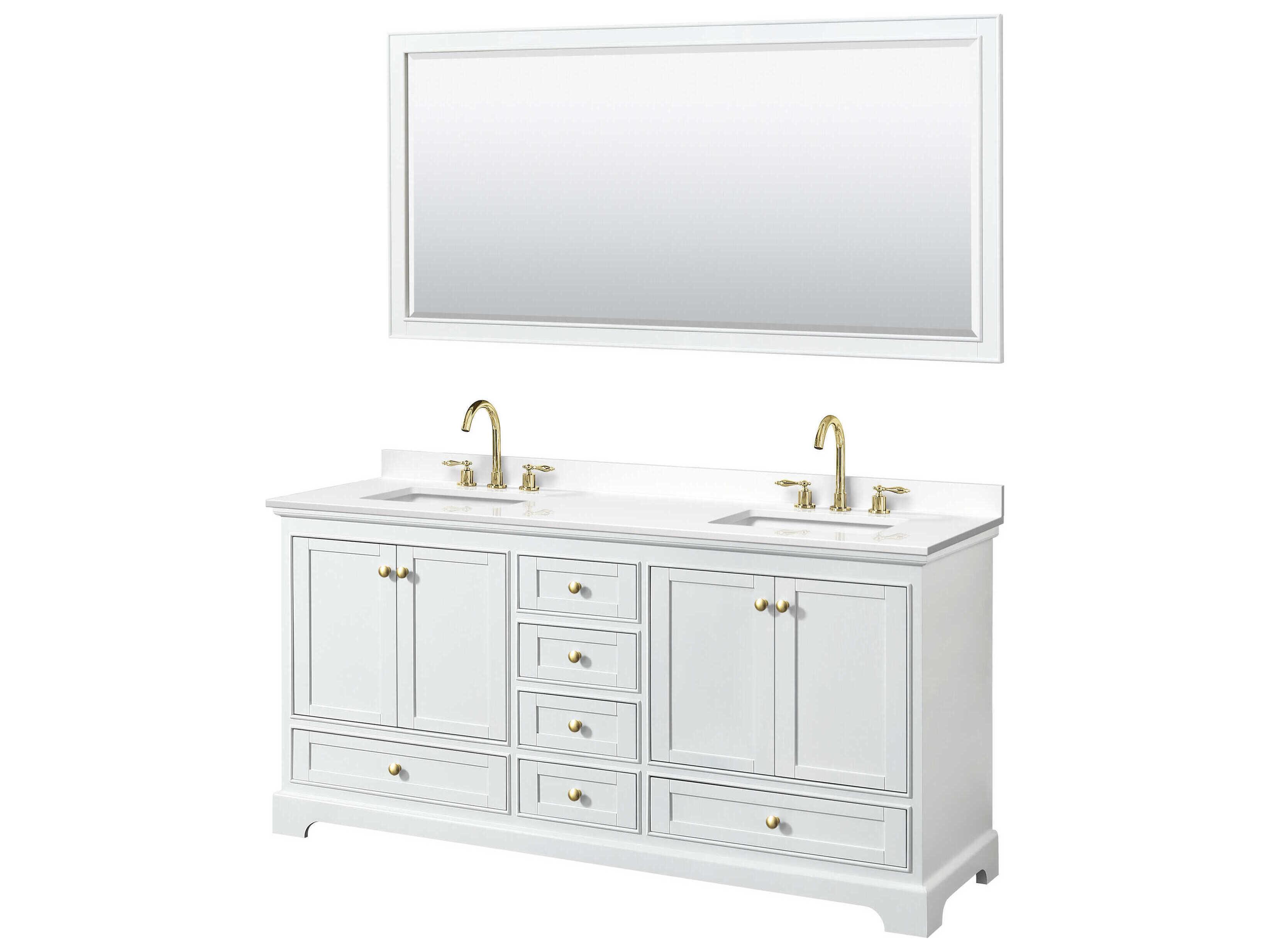 Wyndham Collection Deborah 72" White Vanity with 70" Mirror