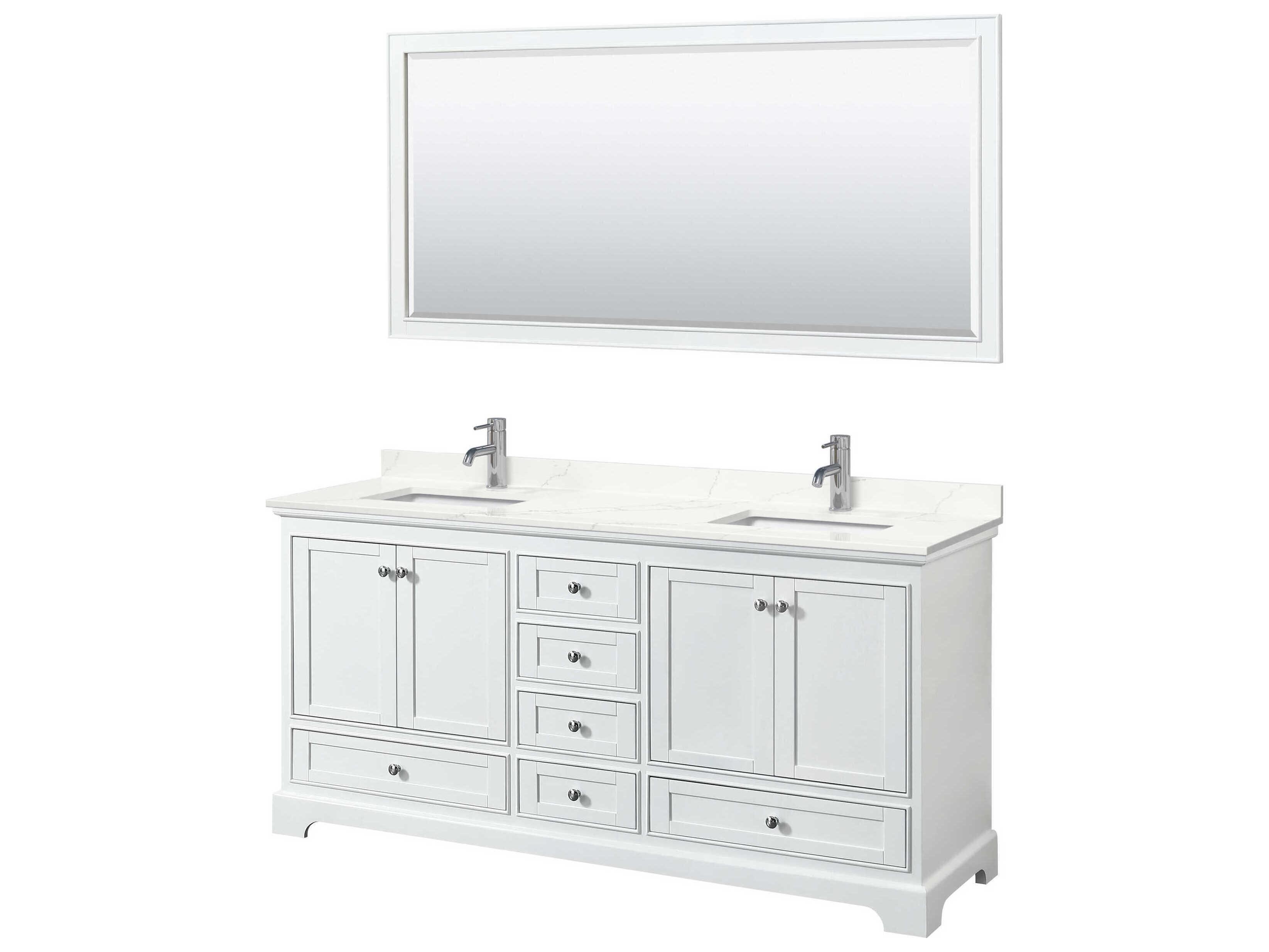 Wyndham Collection Deborah 72" White Vanity with 70" Mirror