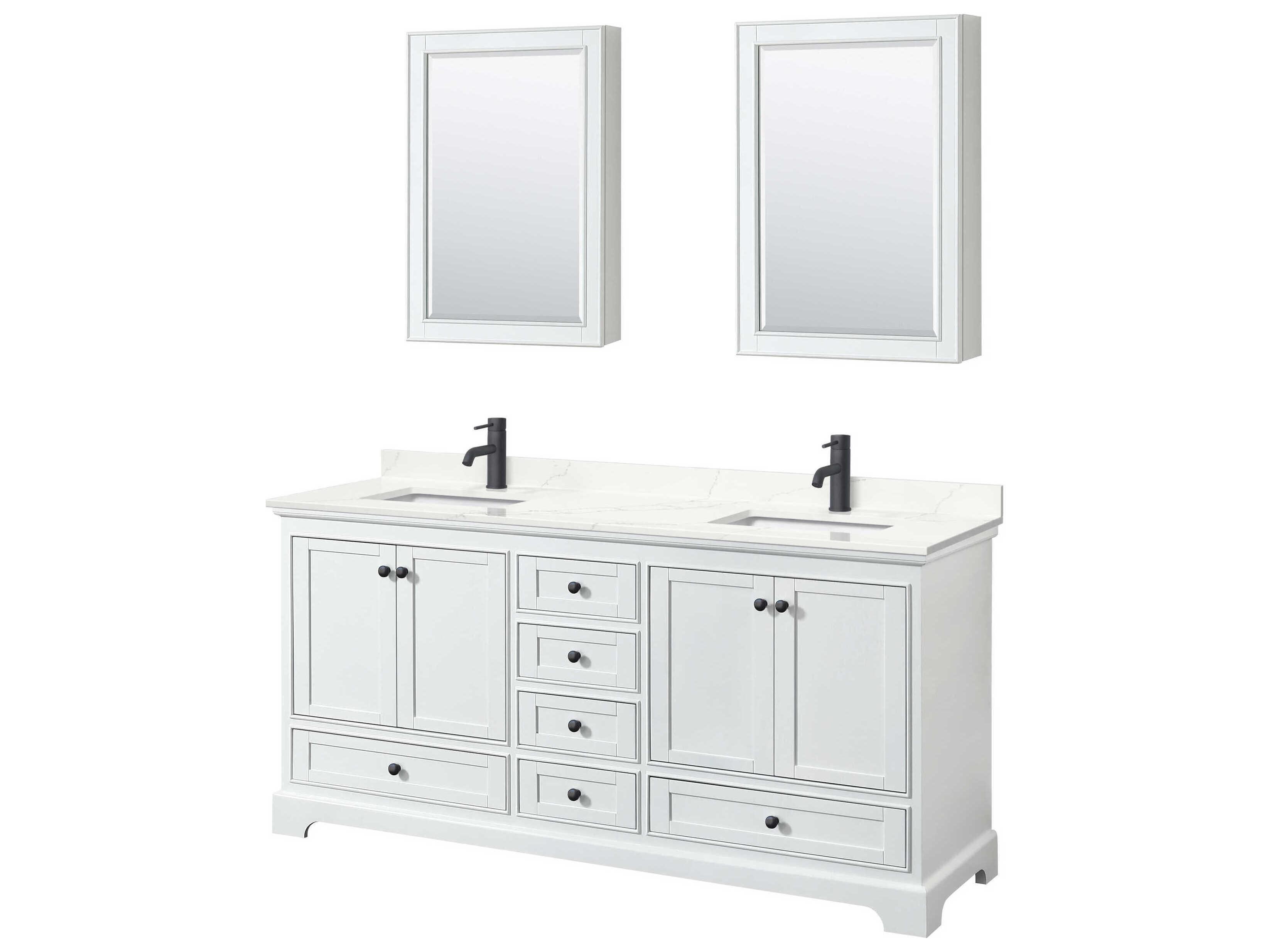Wyndham Collection Deborah 72" White Vanity with Medicine Cabinet