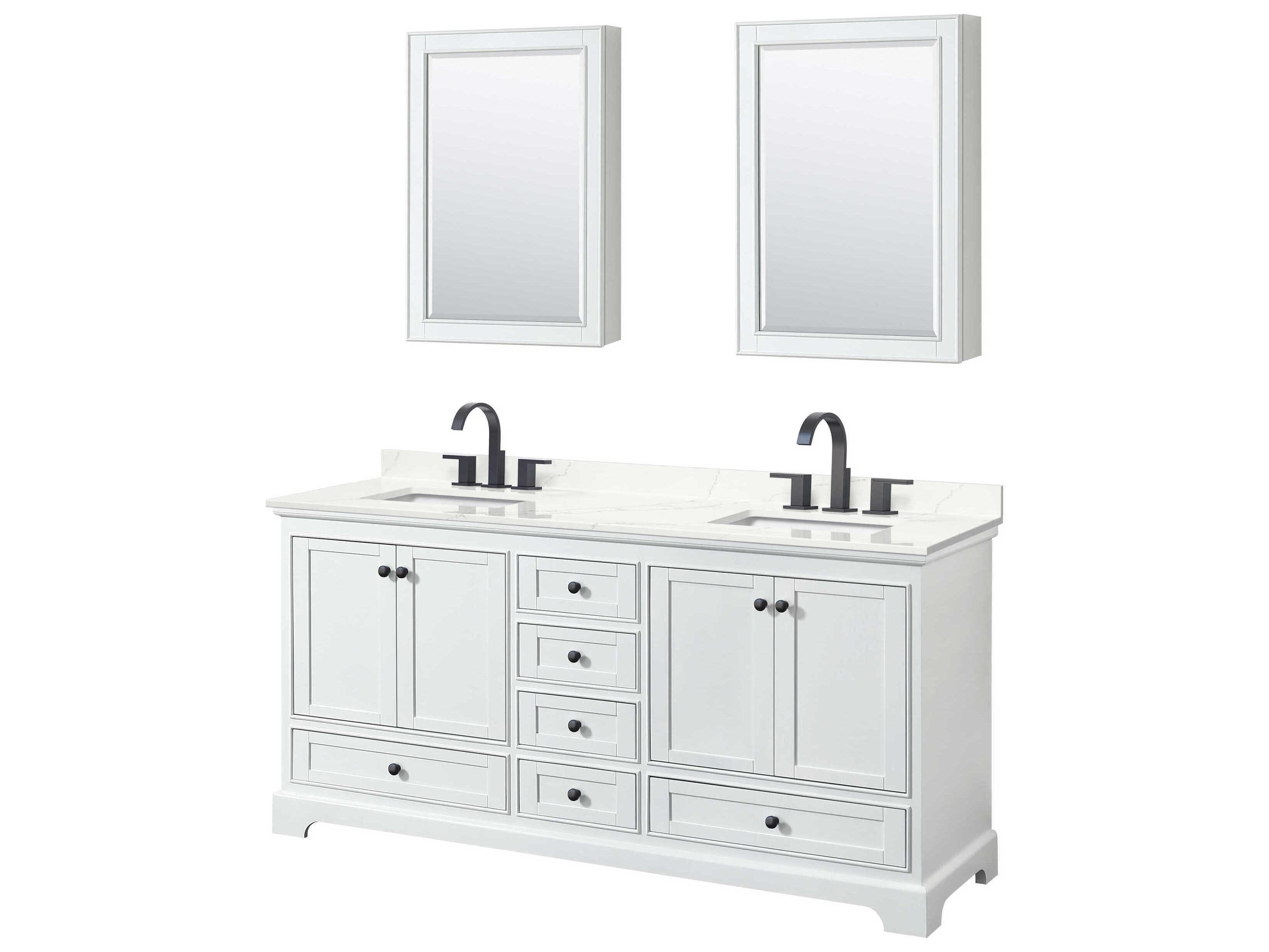 Wyndham Collection Deborah 72" White Vanity with Medicine Cabinet