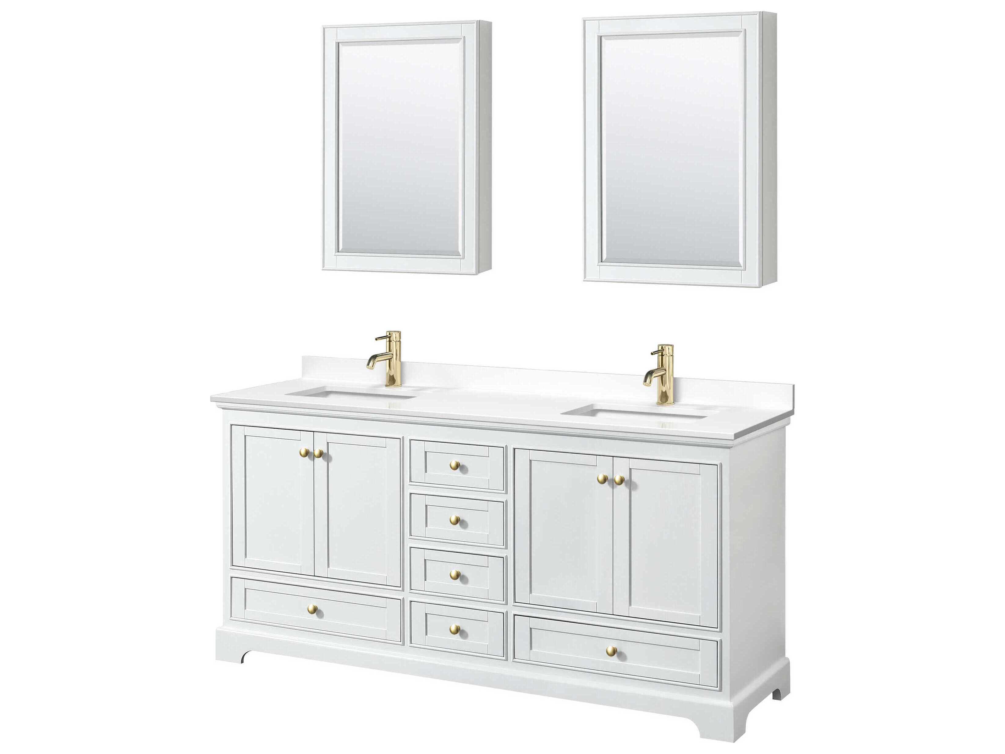 Wyndham Collection Deborah 72" White Vanity with Medicine Cabinet