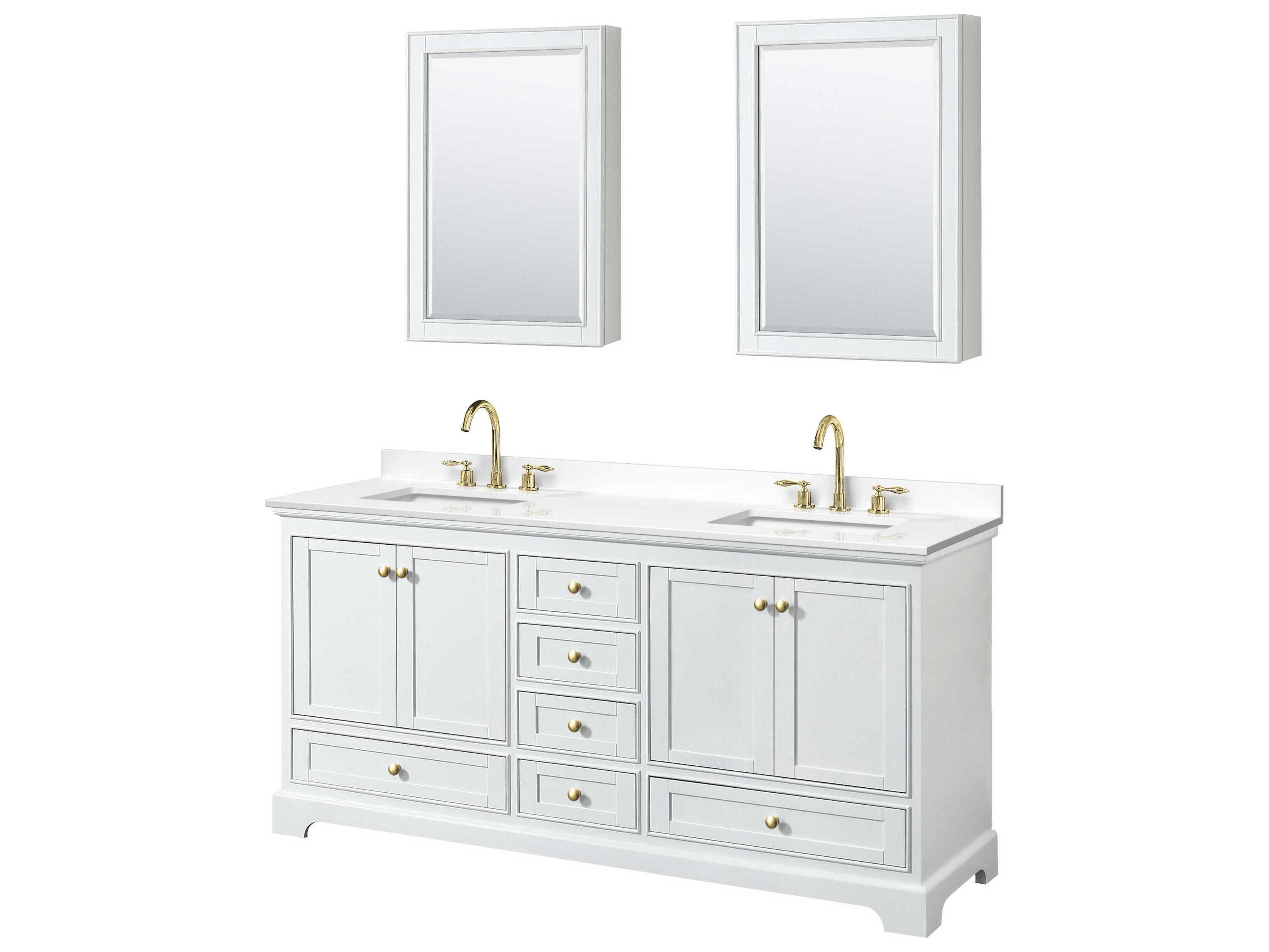 Wyndham Collection Deborah 72" White Vanity with Medicine Cabinet