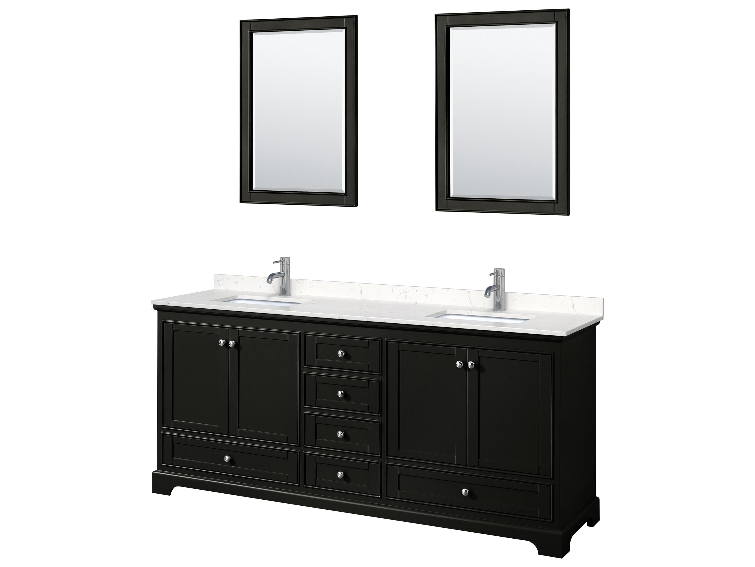 Wyndham Collection Deborah 80" Dark Espresso Vanity with 24" Mirror
