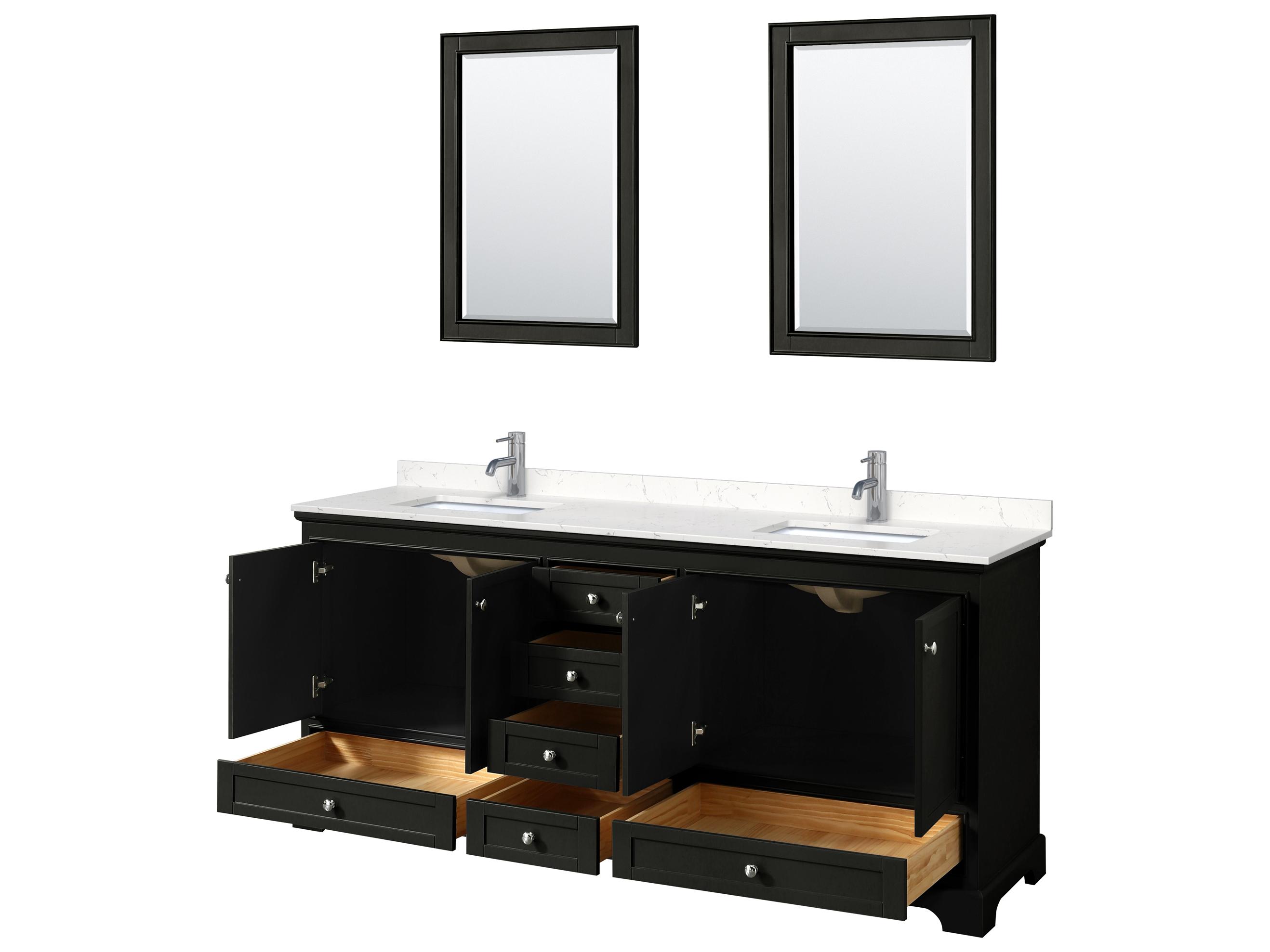 Wyndham Collection Deborah 80" Dark Espresso Vanity with 24" Mirror