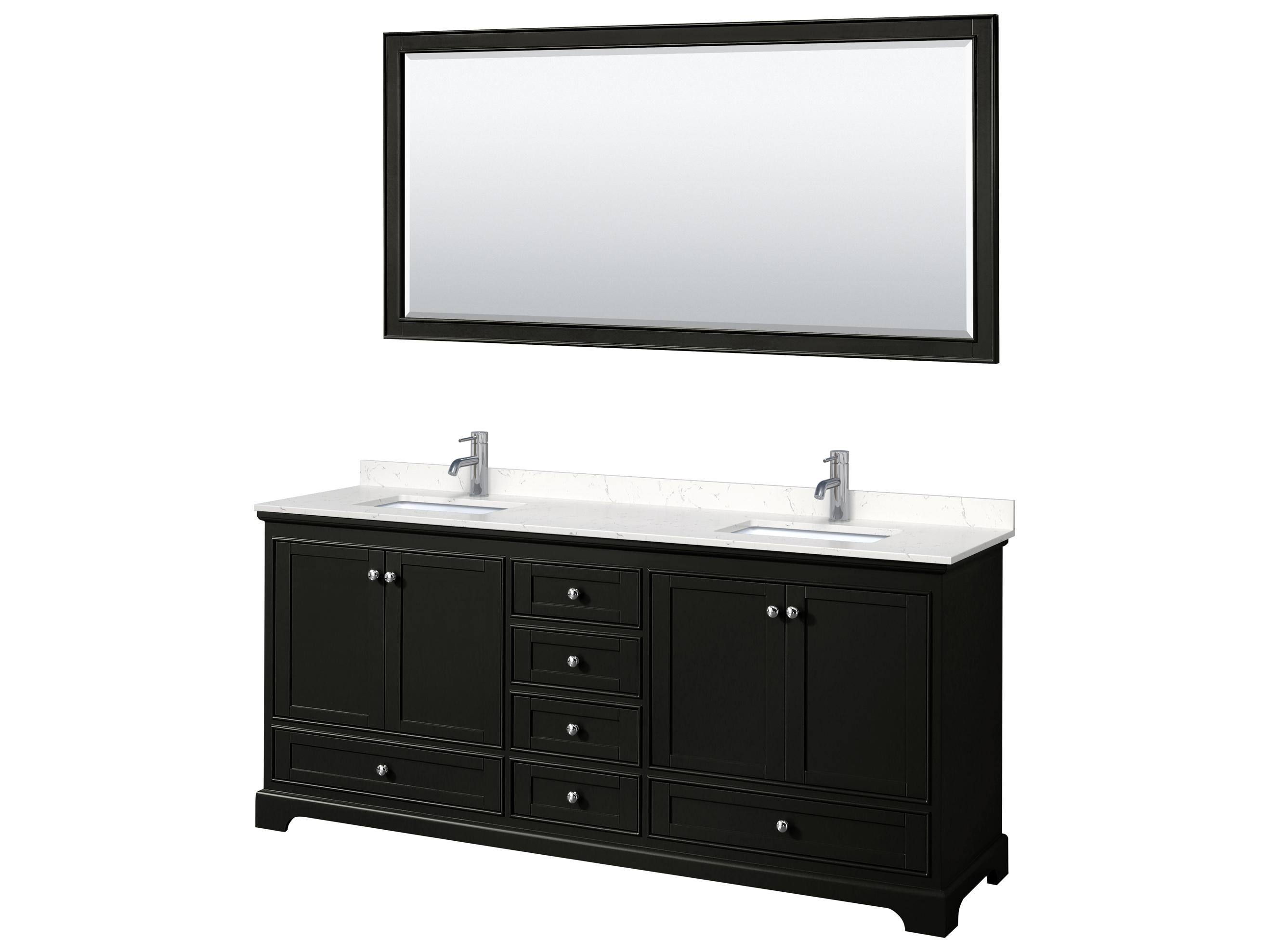 Wyndham Collection Deborah 80" Dark Espresso Vanity with 70" Mirror
